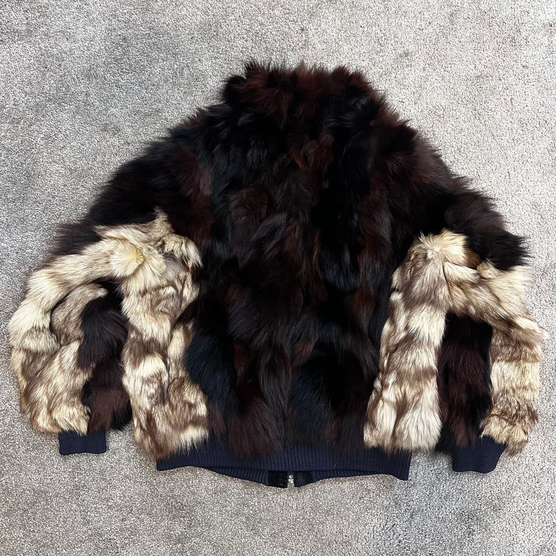 한양모피 브라운/베이지 믹스컬러 사가폭스 집업M 상품이미지7