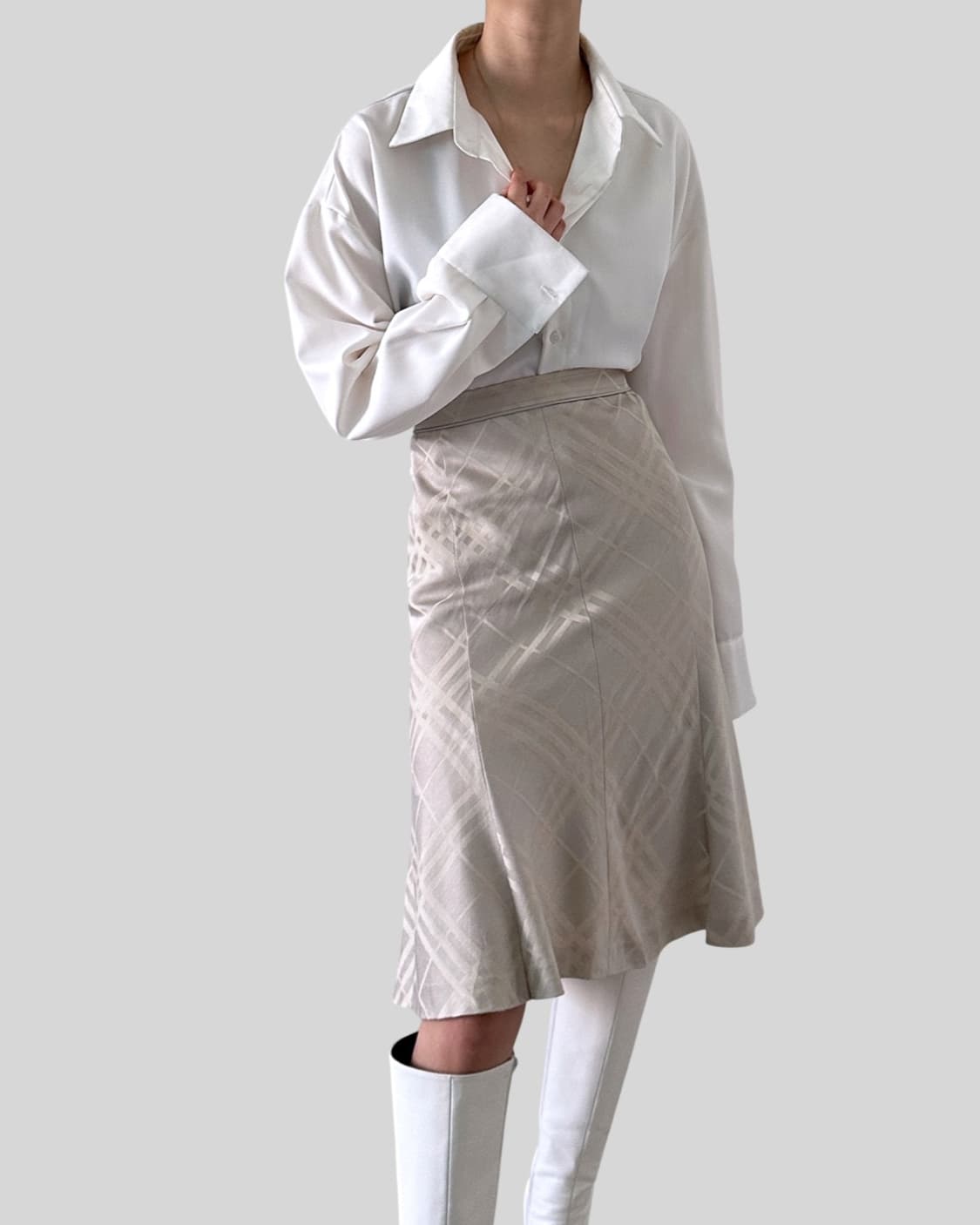 (BURBERRY)beige checker skirt 상품이미지1