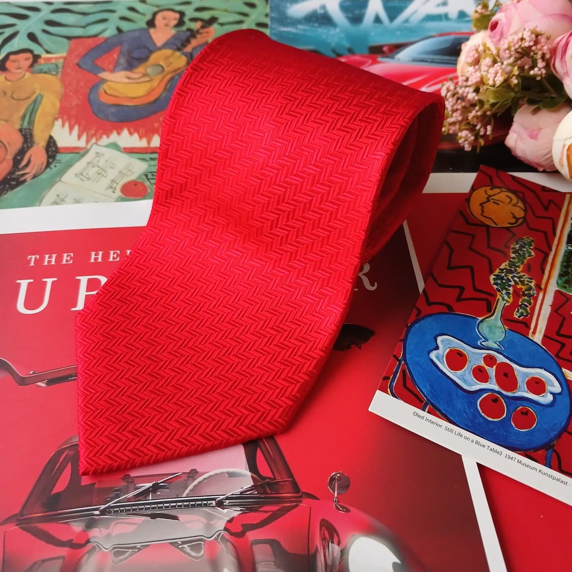 니나리치 실크 레드 헤링본 넥타이 9.2cm A+등급 A19381
 상품이미지4