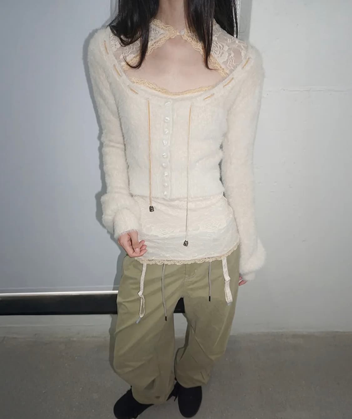 스컬프터 앙고라 가디건 아이보리 / 레이스 가터 구해요! 상품이미지1