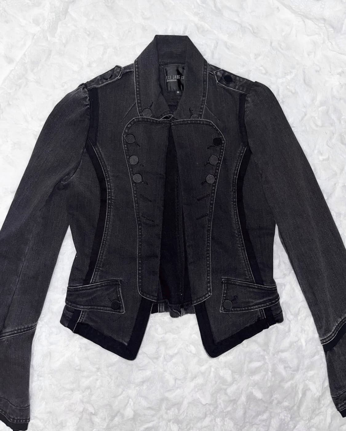 빈티지 카라 단추 흑청 블랙 자켓 상품이미지1