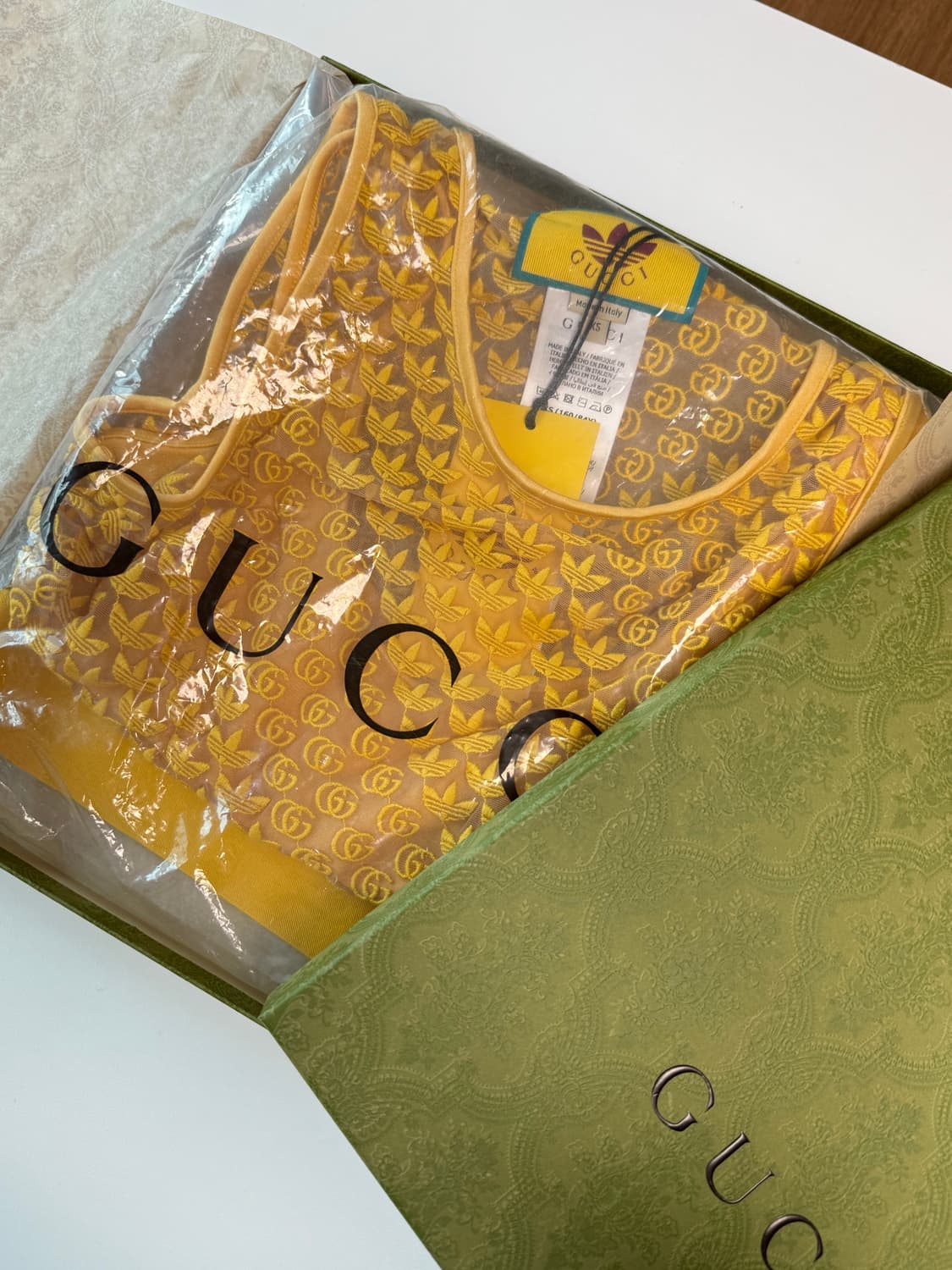 정품 구찌 x 아디다스 GG 튤 탑 옐로우 (44) 상품이미지2