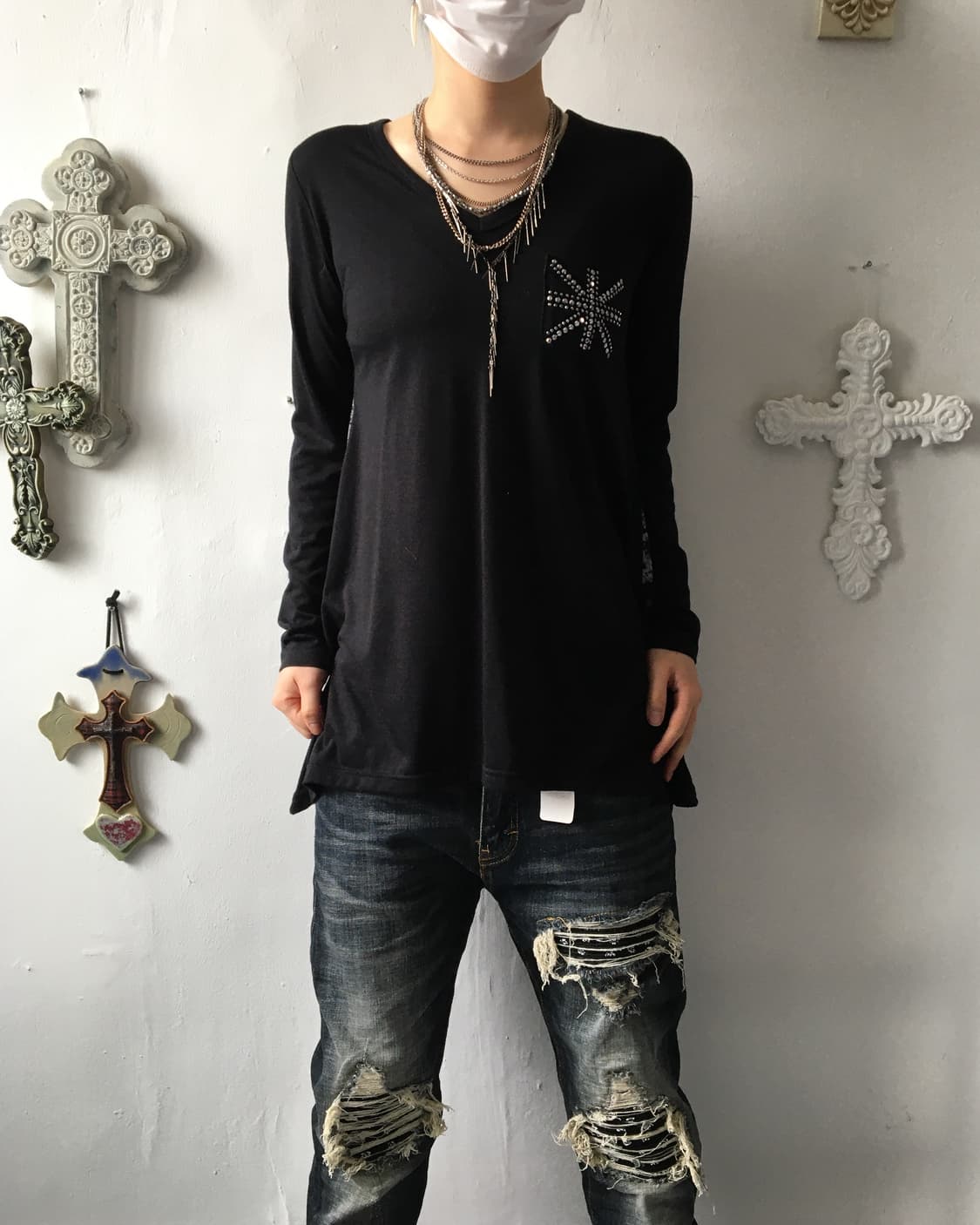 Back England point unbalanced  sleeve 상품이미지5