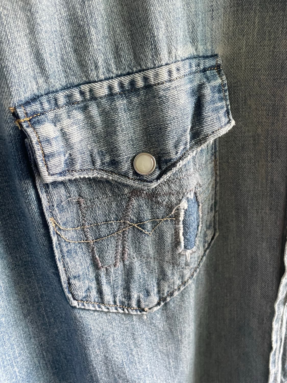 폴로 랄프로렌 웨스턴 데님 셔츠 / RRL 무드 헤비 데미지  M 상품이미지4