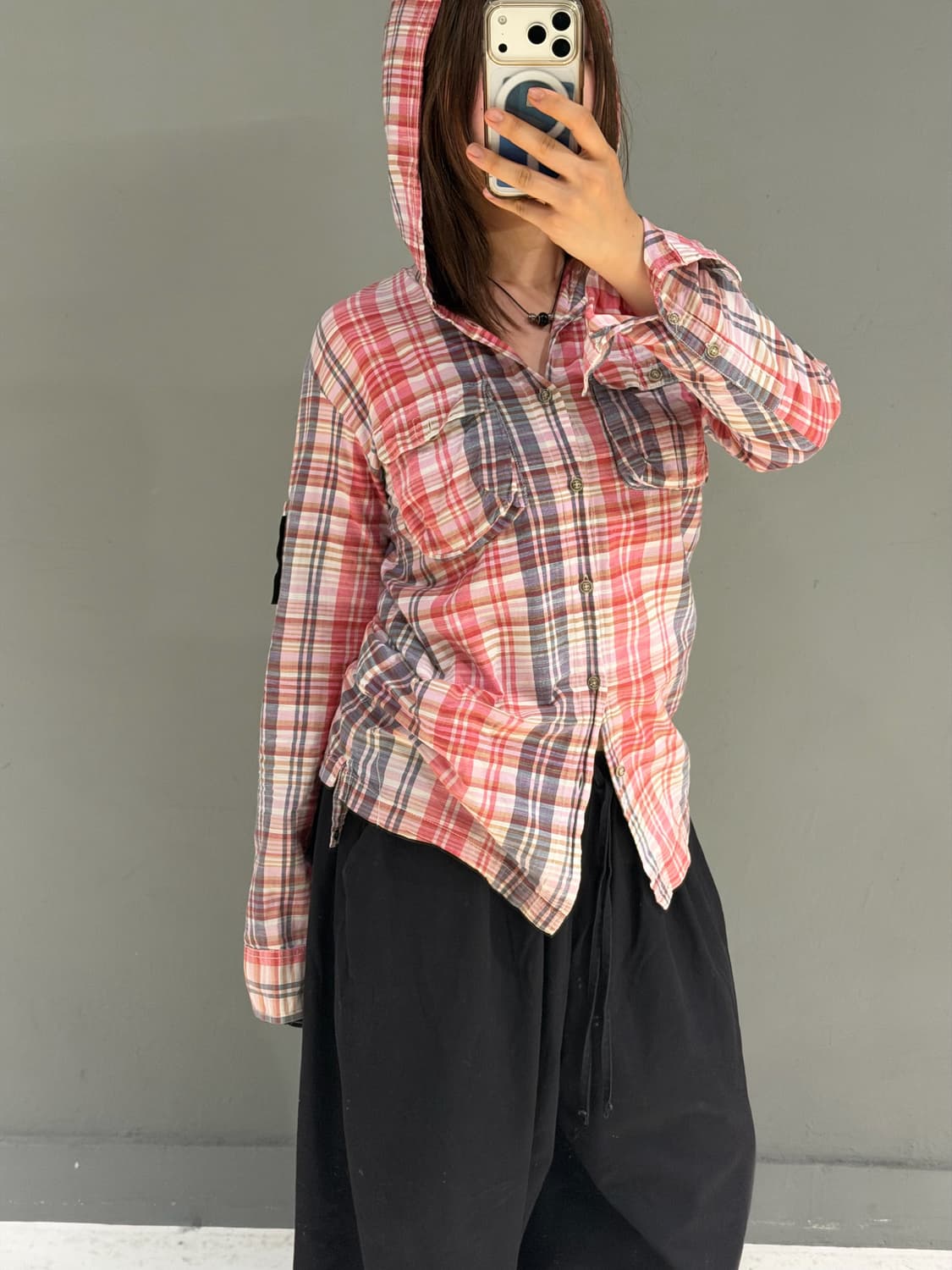 55DSL check pattern hood shirt 상품이미지4