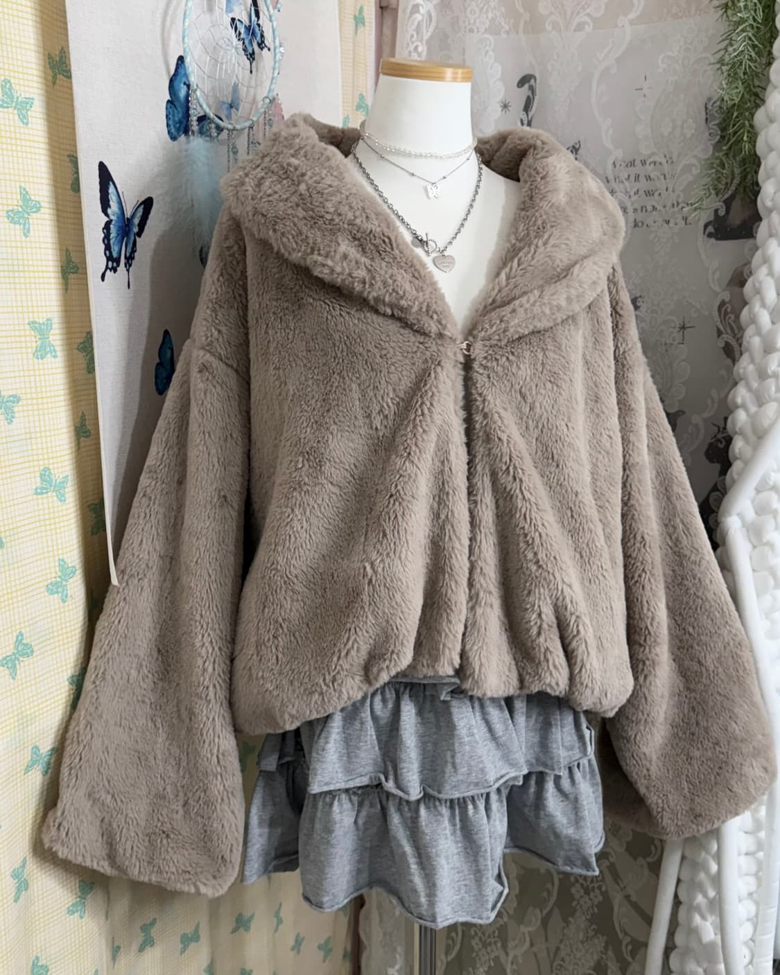 브라운 퍼 크롭 자켓 상품이미지5