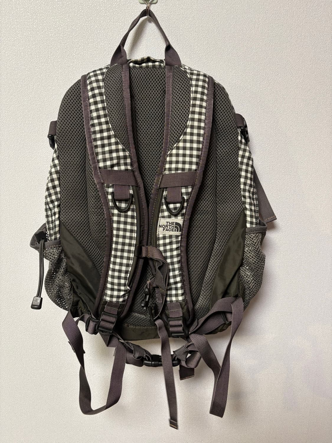 레어) 노스페이스 체크 깅엄 백팩 싱글샷 일본 빈티지 모리걸 가방  상품이미지6