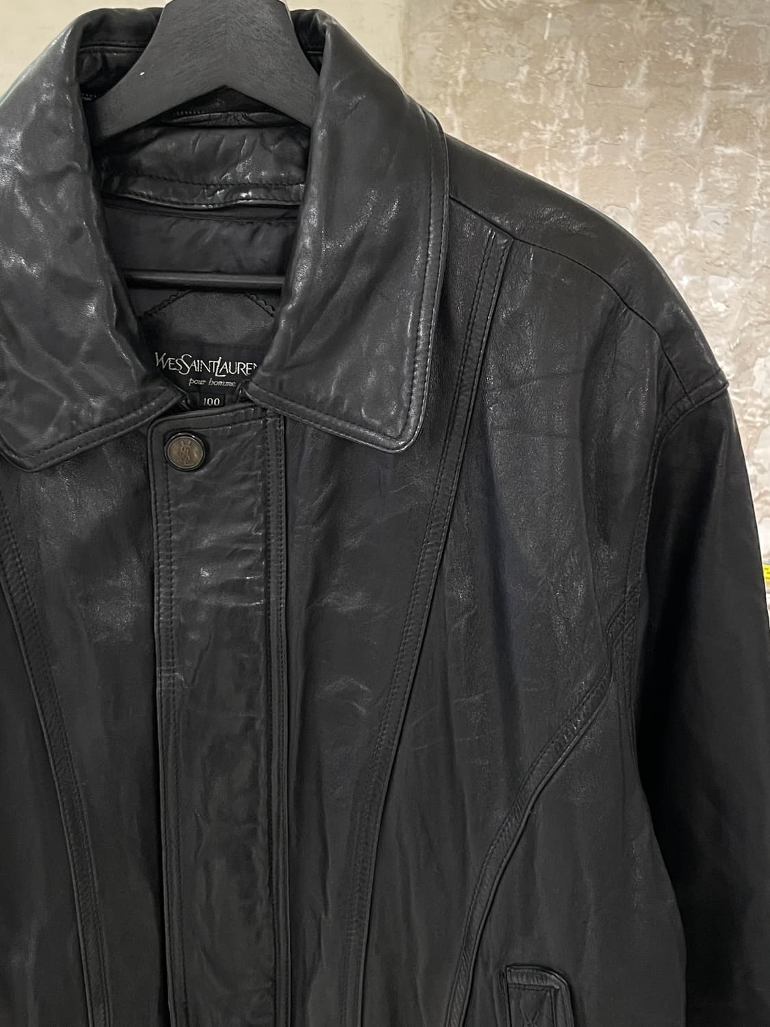 이브 생로랑 뿌르 옴므 블랙 클래식 쉽 레더 자켓 상품이미지3