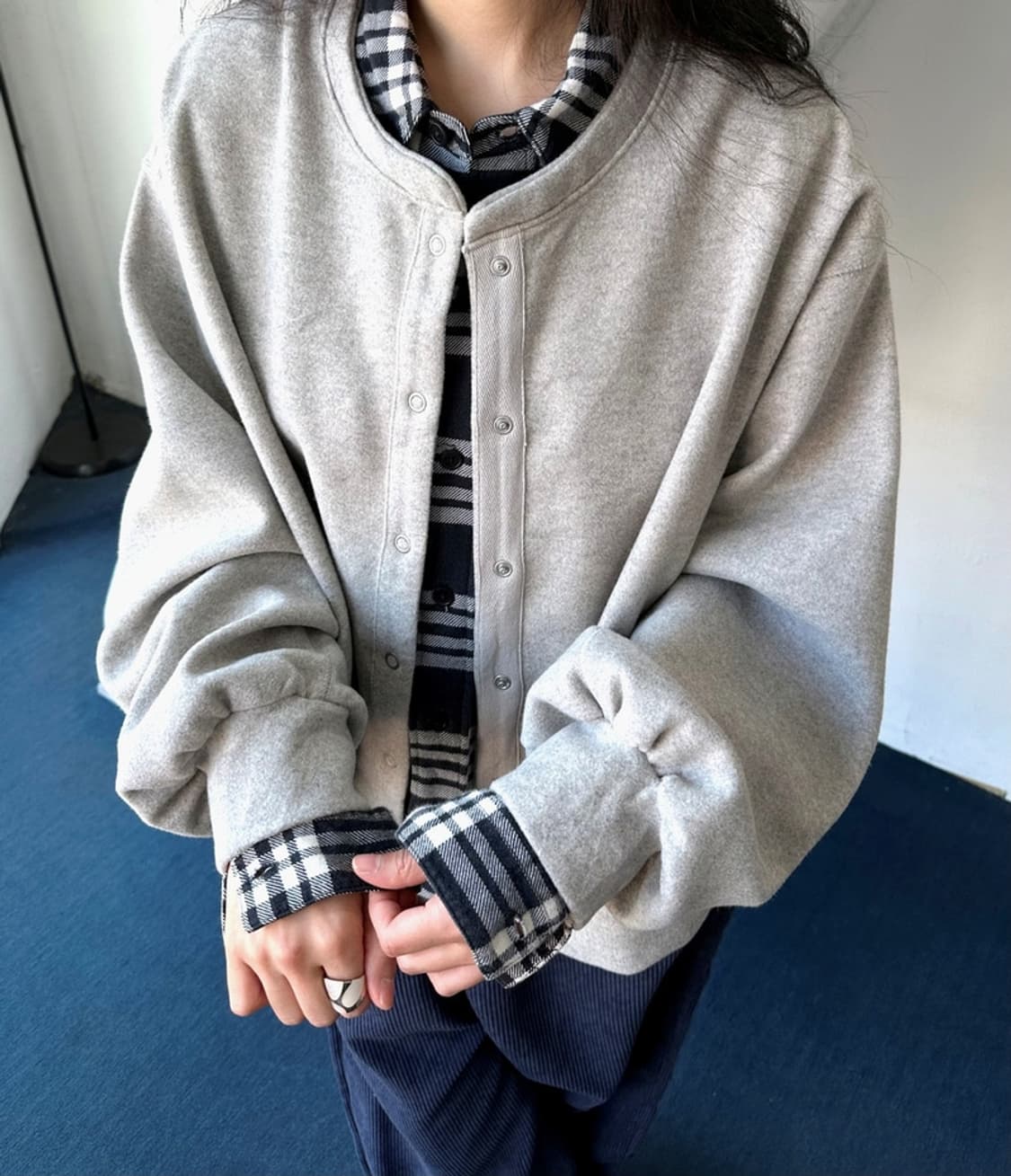 Felted fabric wide silhouette cardigan j 상품이미지9