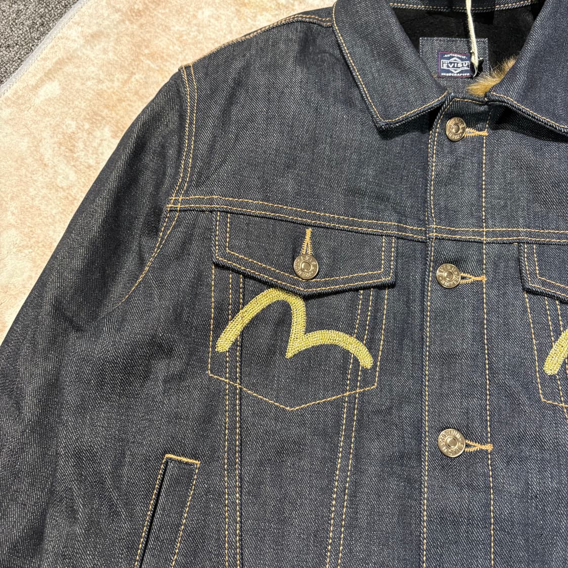 에비수 레오파드 안감 백로고 데님 트러커 자켓 상품이미지4