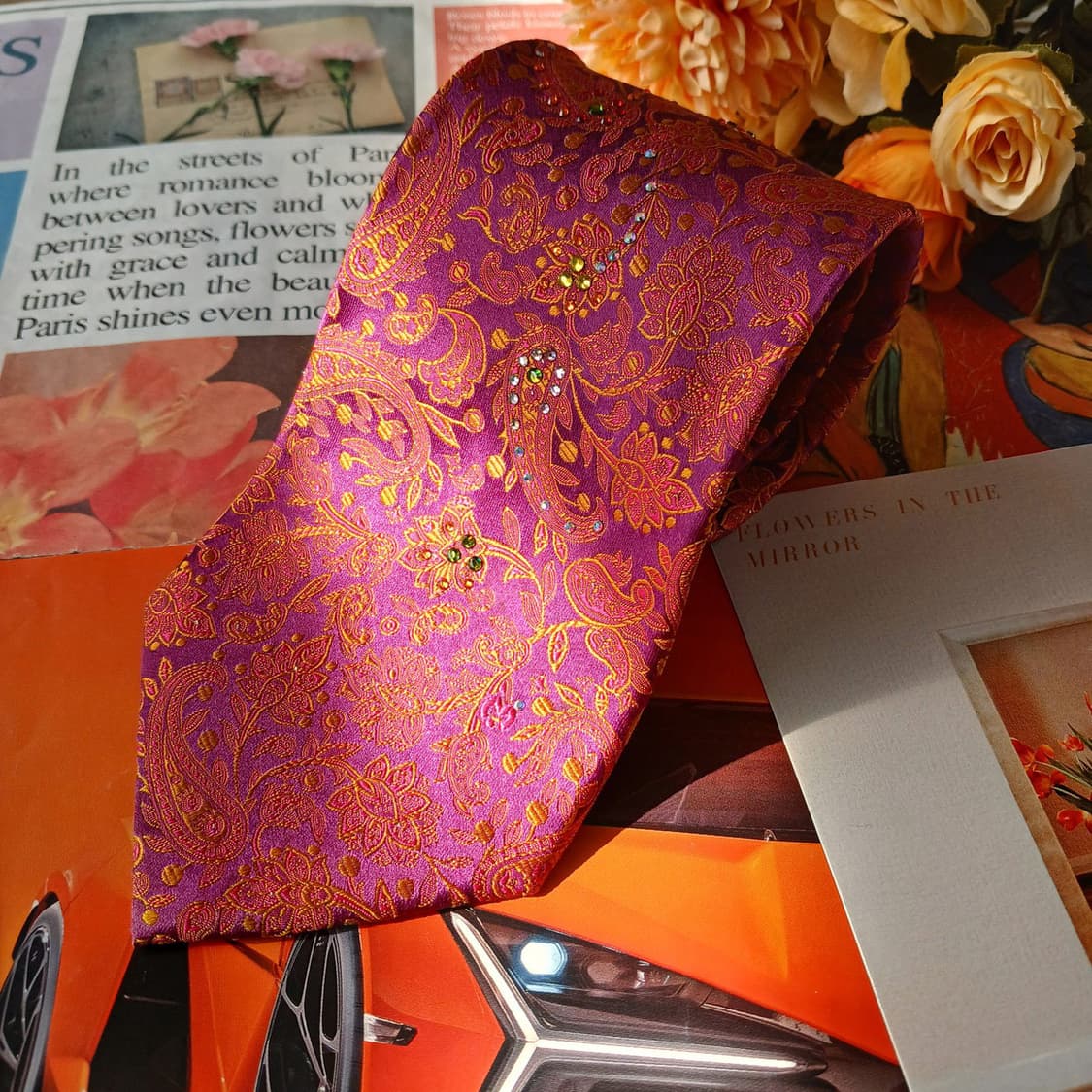 밀라숀 실크 퍼플 페이즐리 패턴 넥타이 9.5cm A+등급 A19863
 상품이미지4