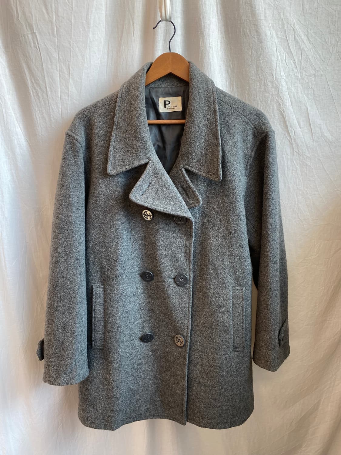 그레이 울믹스 오버핏 피코트(L)그레이 울믹스 오버핏 피코트(L) 상품이미지3