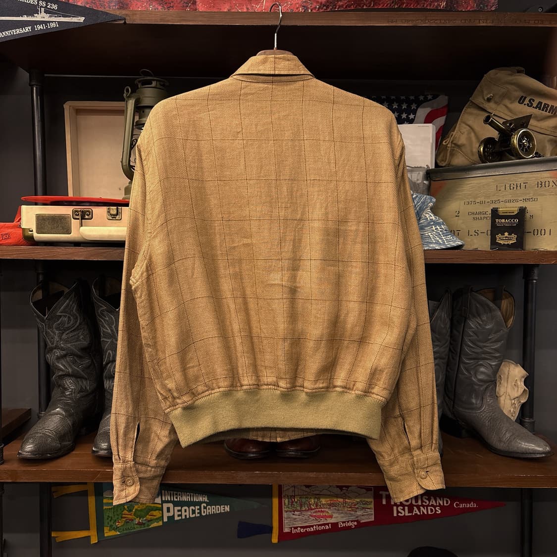 90s 폴로 랄프로렌 윈도우체크 린넨 위빙 블루종 자켓 N826 상품이미지2