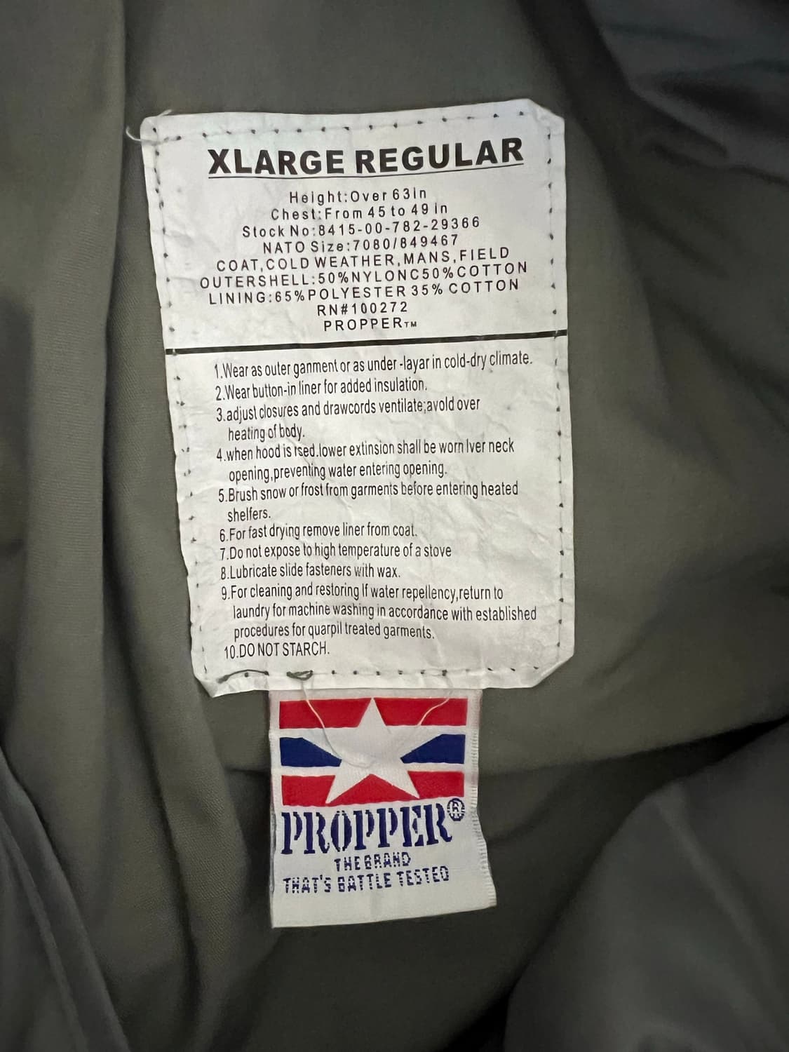 프로퍼 M65 필드 자켓 XLARGE 사이즈 상품이미지4