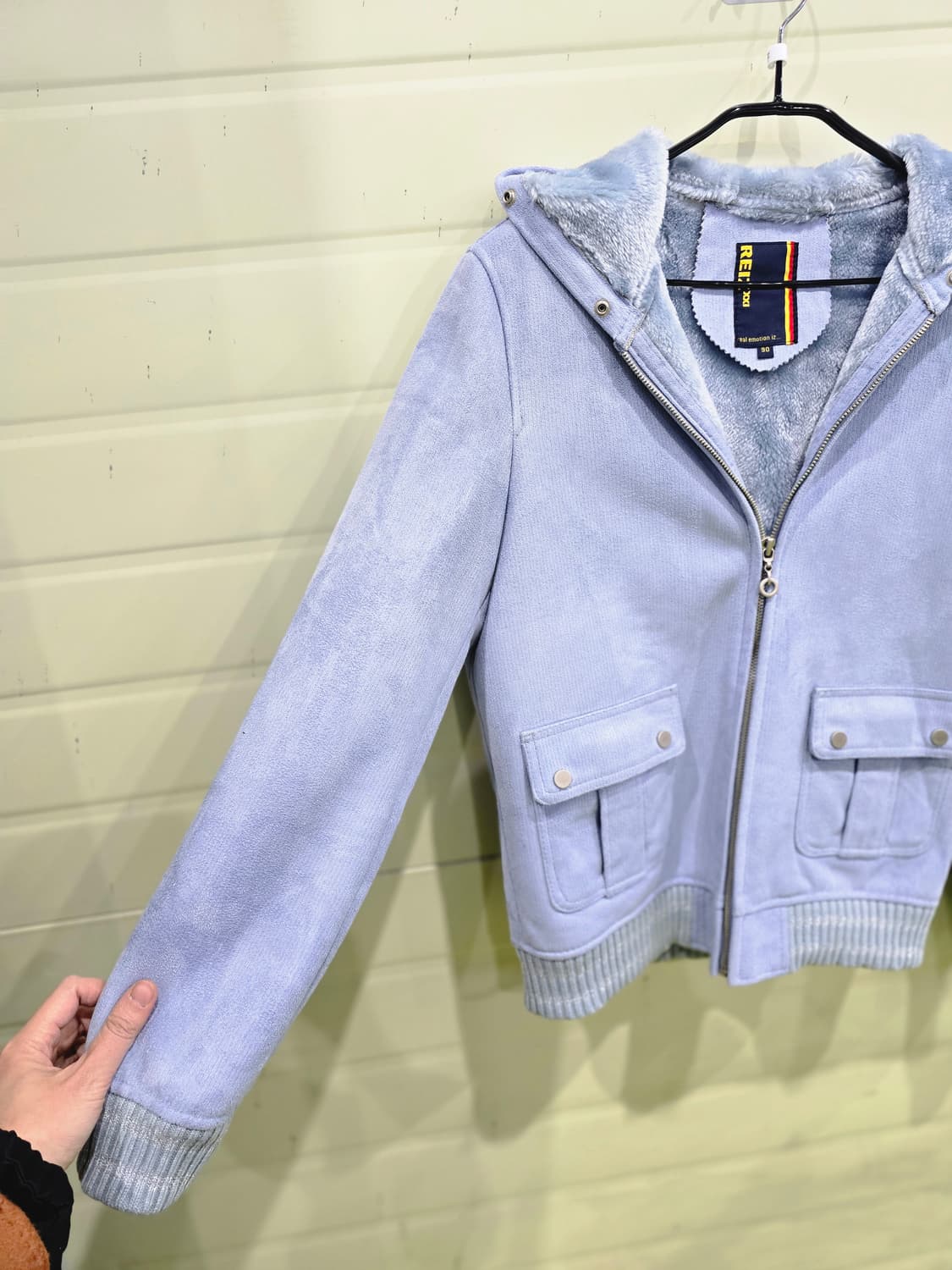 유럽수입 퍼 안감 후드 집업 자켓 상품이미지3