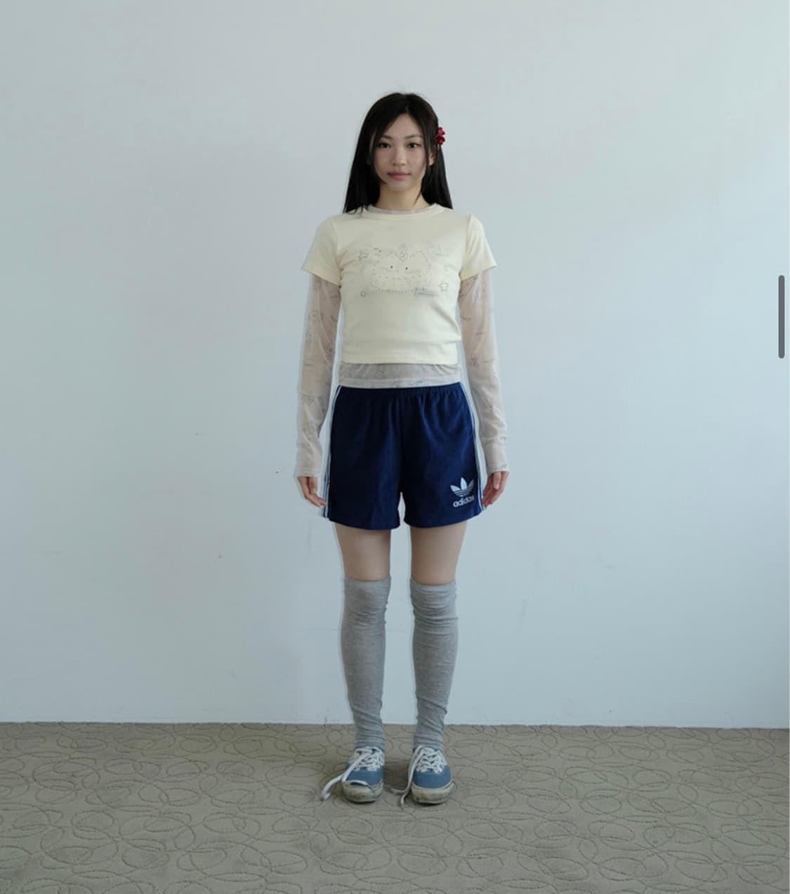 샤키리 shakiri 벌쓰데이 키리탑 반팔 티셔츠 크림 상품이미지3