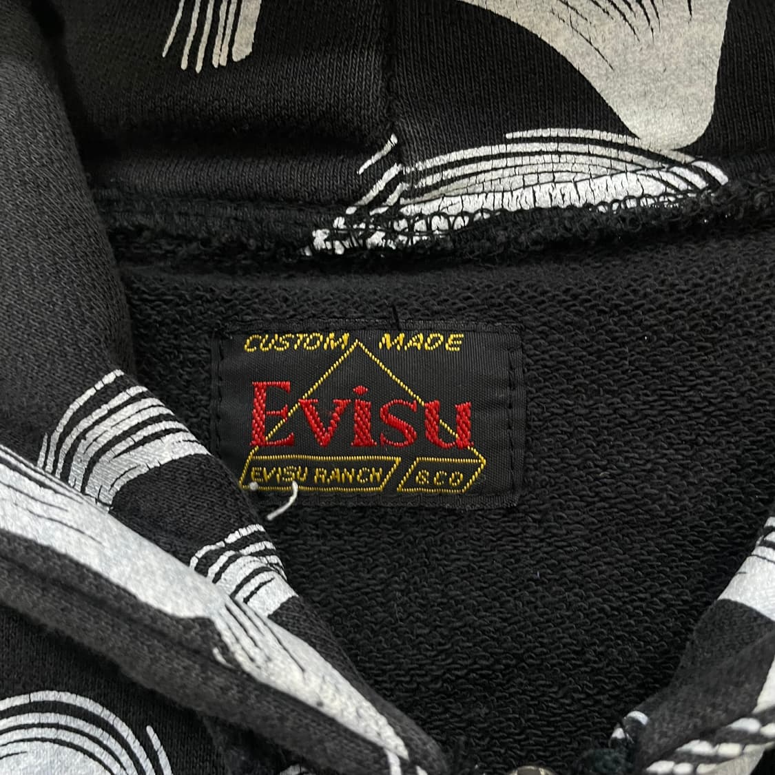 에비수 Evisu og jpn 패턴 로고 후드집업 블랙 상품이미지4