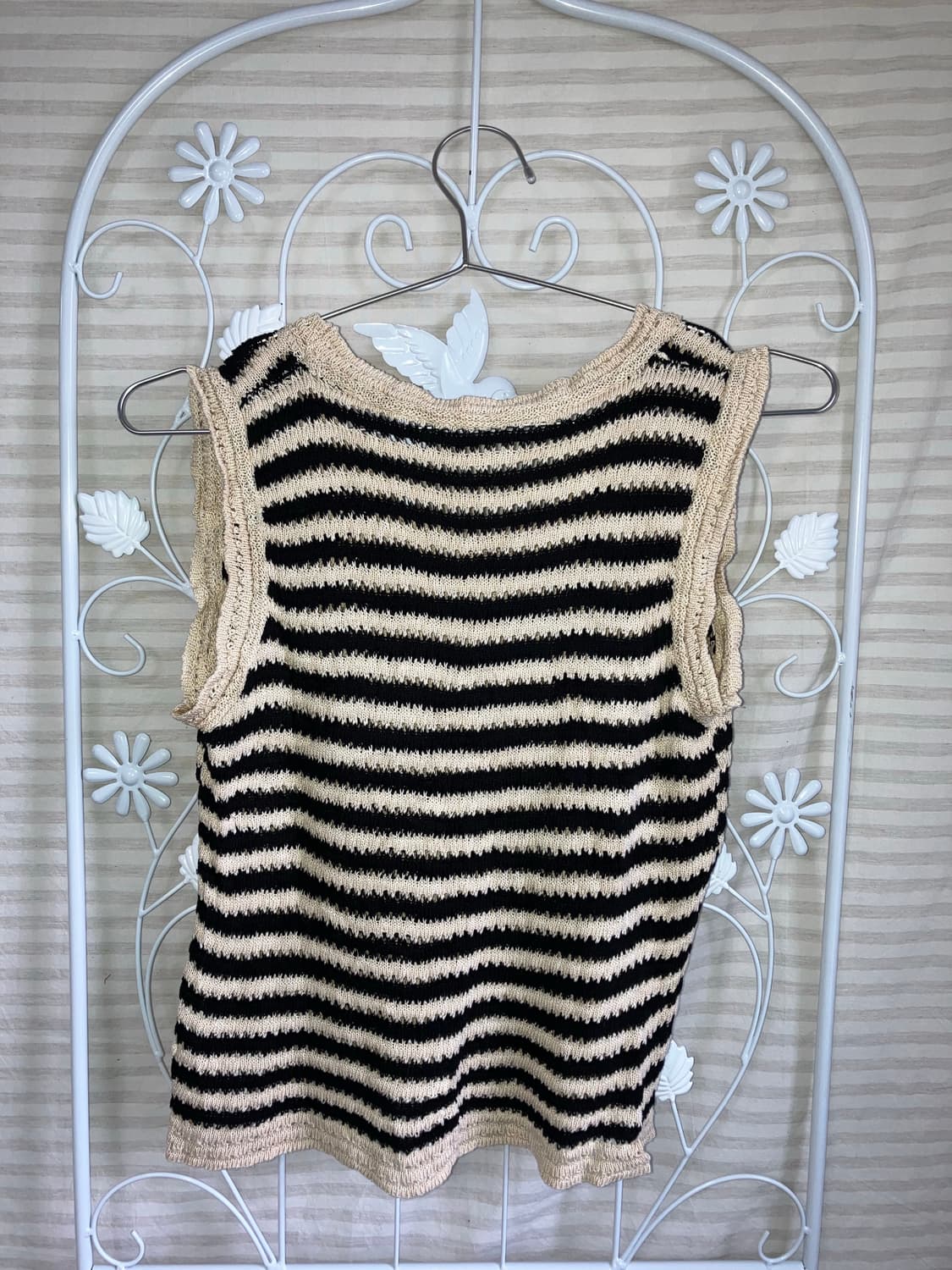 jpn vintage 아이보리 블랙 스트라이프 니트 조끼 y2k 스트릿  상품이미지5