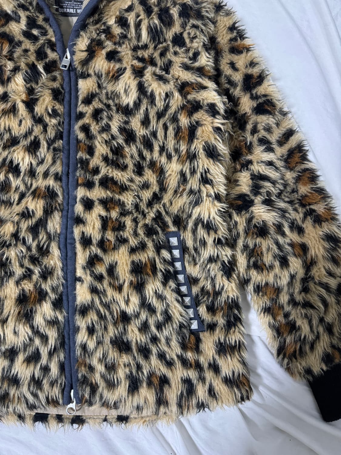 Glad news 스터드 레오파드 퍼 후드집업 y2k 펑크 갸루 상품이미지3