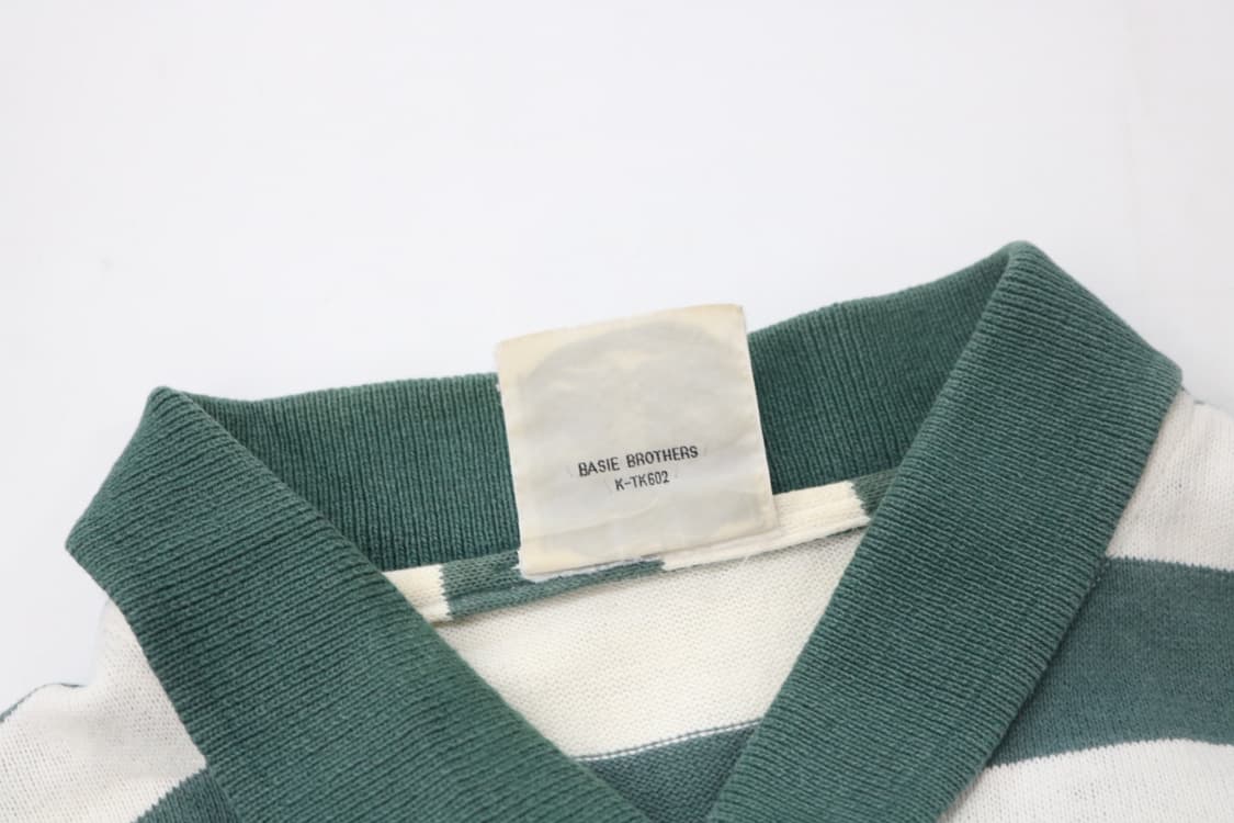 BASIE BRO'S 빈티지 그린 스트라이프 하프 집업 니트 스웻셔츠 상품이미지5