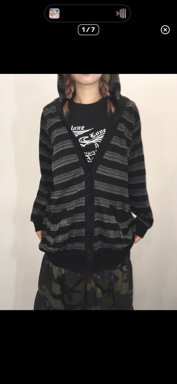  jpn vintage stripe hood cardigan 상품이미지1
