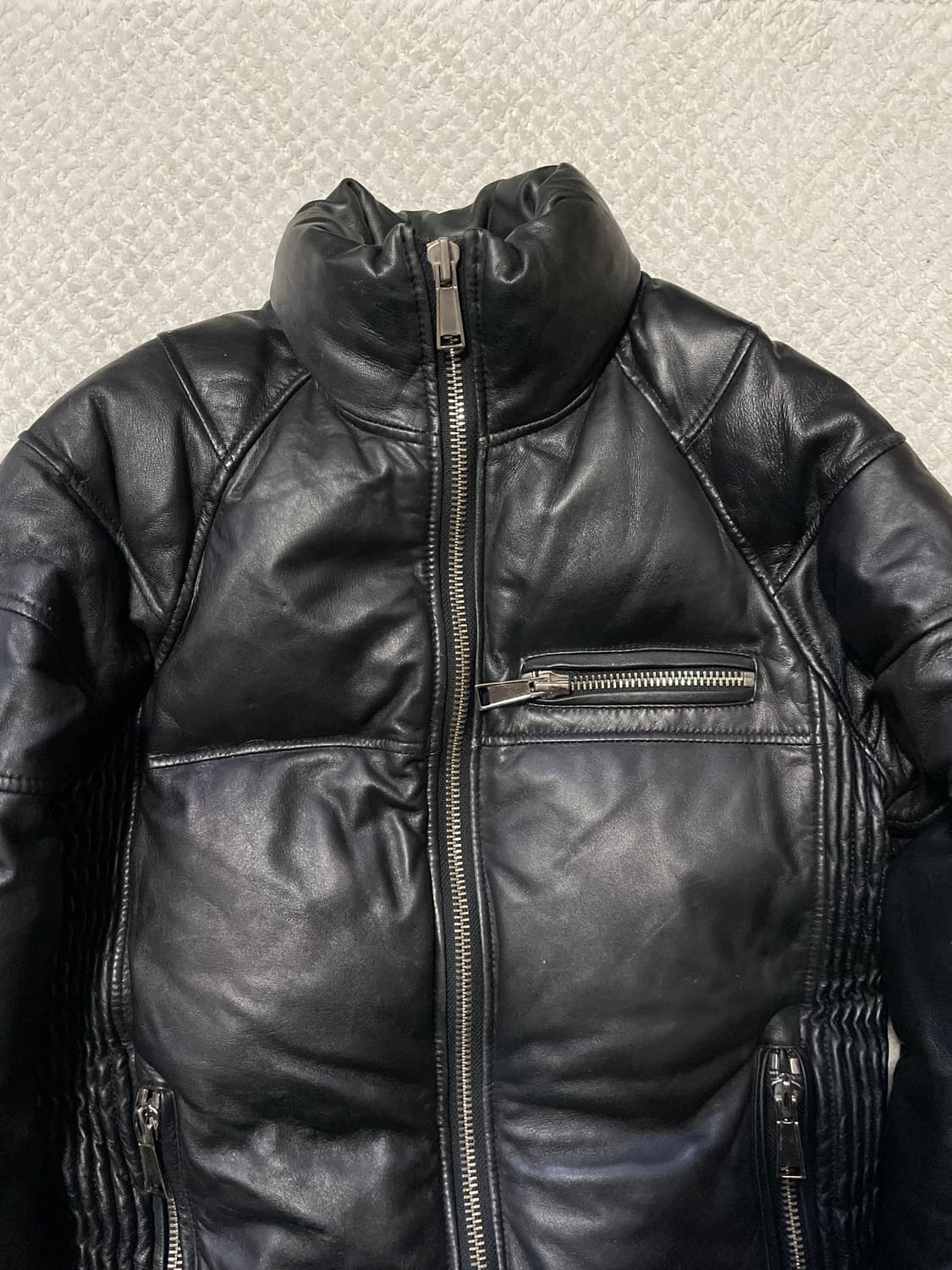 웨스턴 무드 램스킨 양가죽 바이커 패딩 레더 자켓 상품이미지4