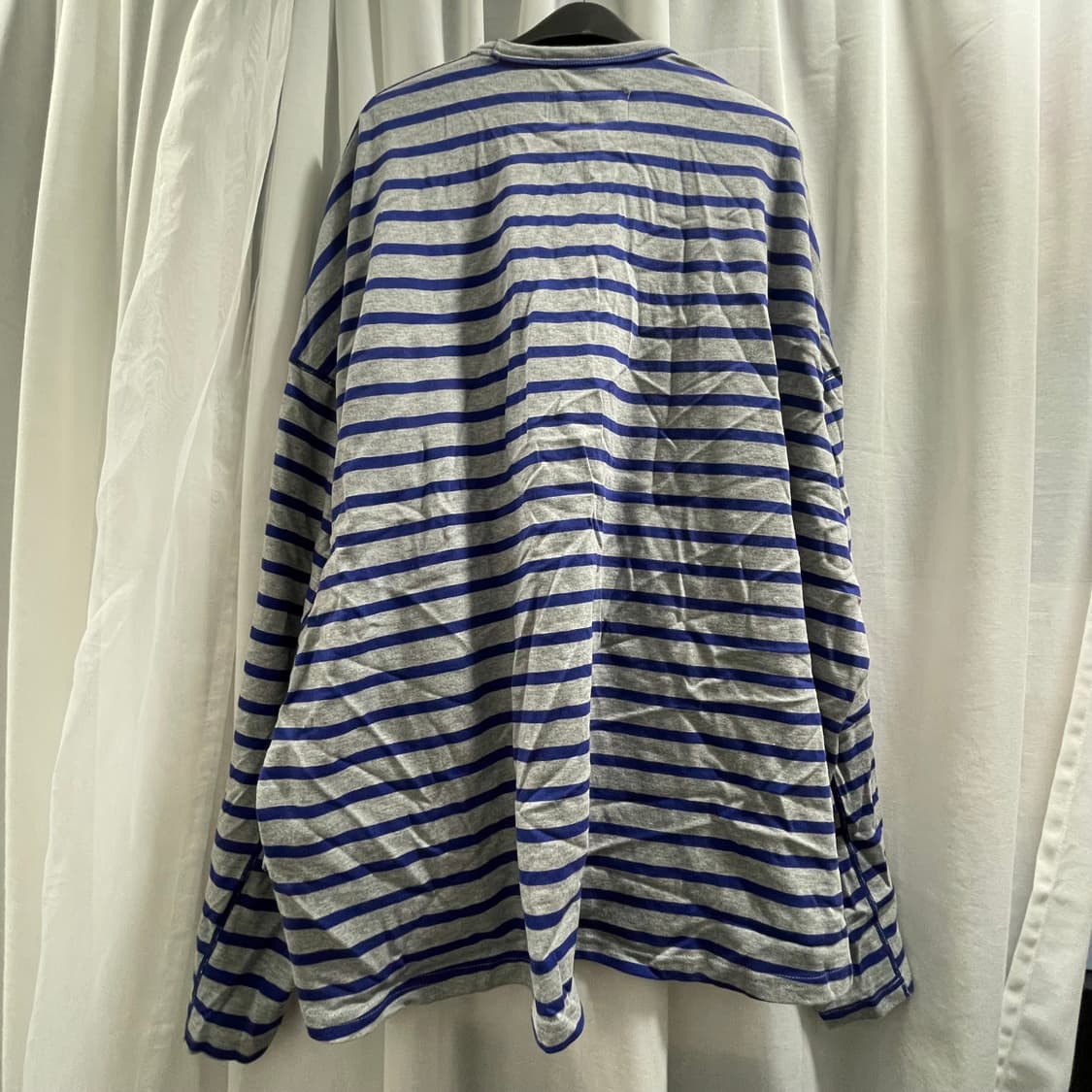 이얼즈어고/ 오버사이즈 바스크 코튼 스트라이프 티셔츠 그레이블루/ L 상품이미지2
