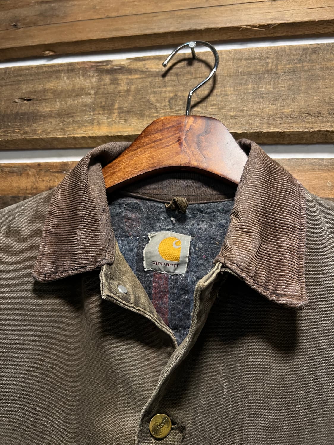 [M]칼하트 USA 빈티지 워싱 블랭킷 라이닝 다크브라운 초어 자켓 상품이미지2