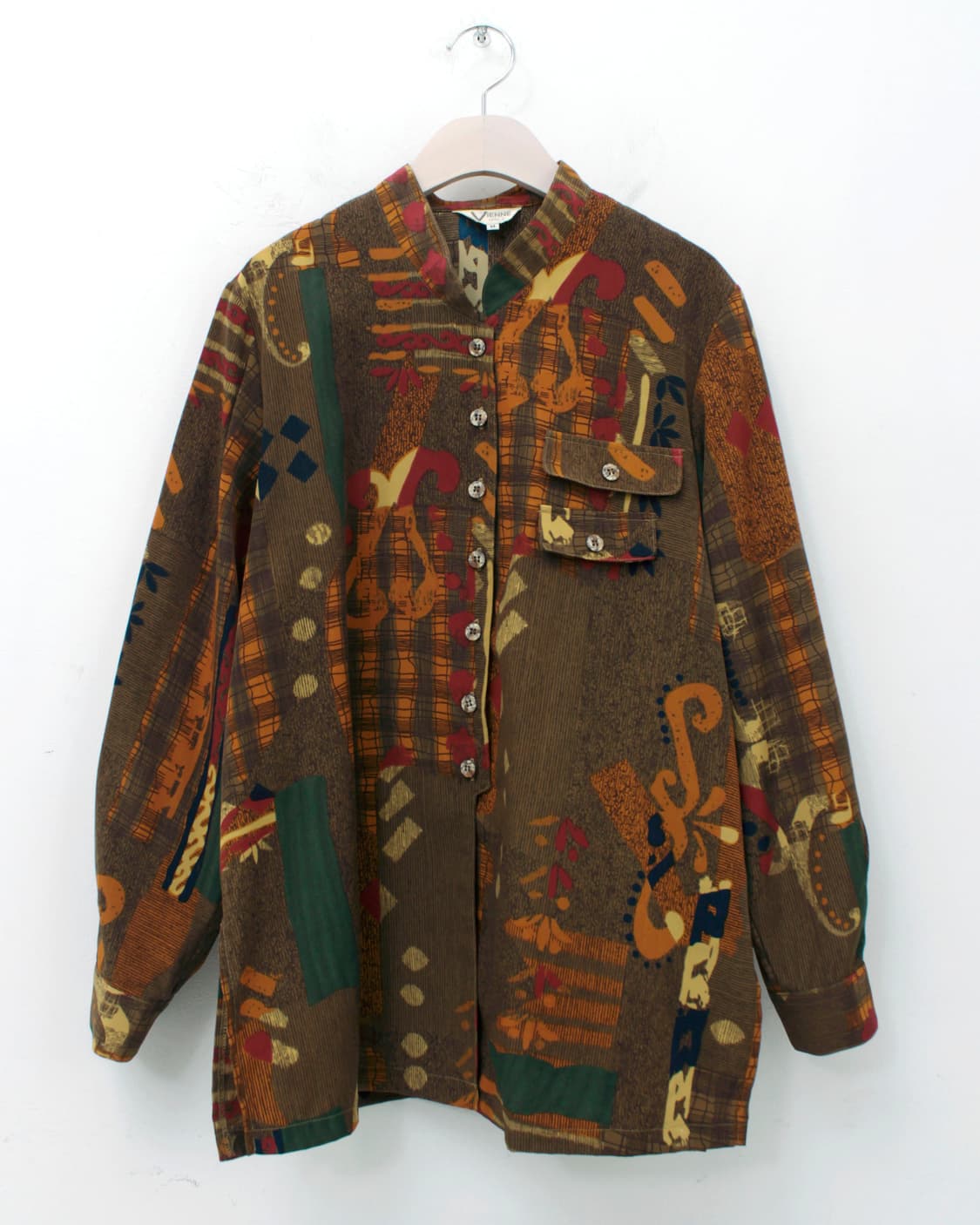 일본 빈티지 에스닉 패턴 차이나 카라 넥 블라우스 상품이미지2