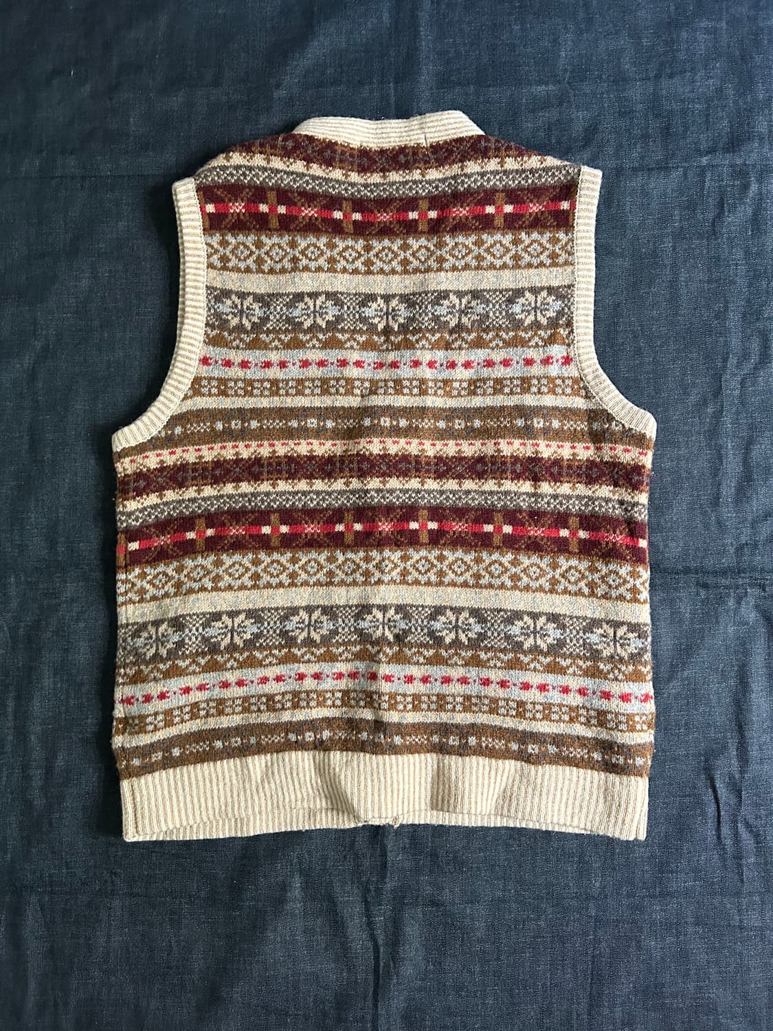 빈티지 페어아일 니트 가디건 베스트 상품이미지3