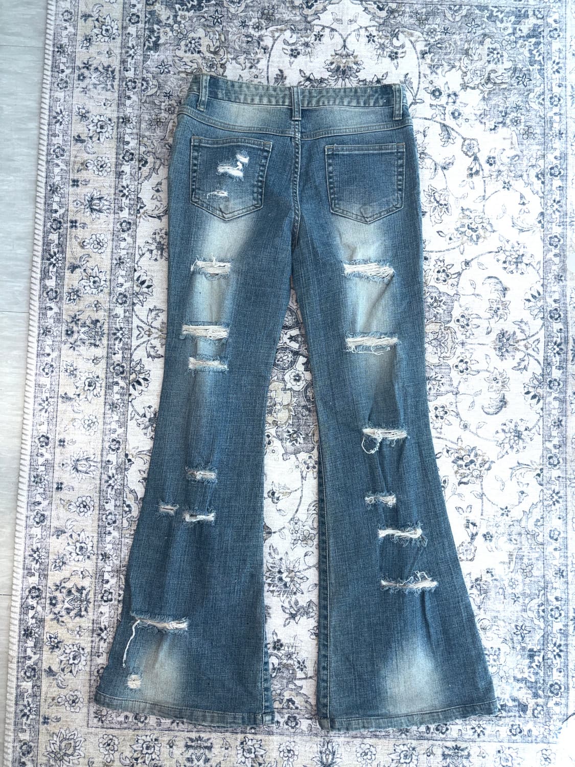 빈티지 디스트로이드 큐빅 스터드 플레어진 로우라이즈 팬츠 상품이미지8