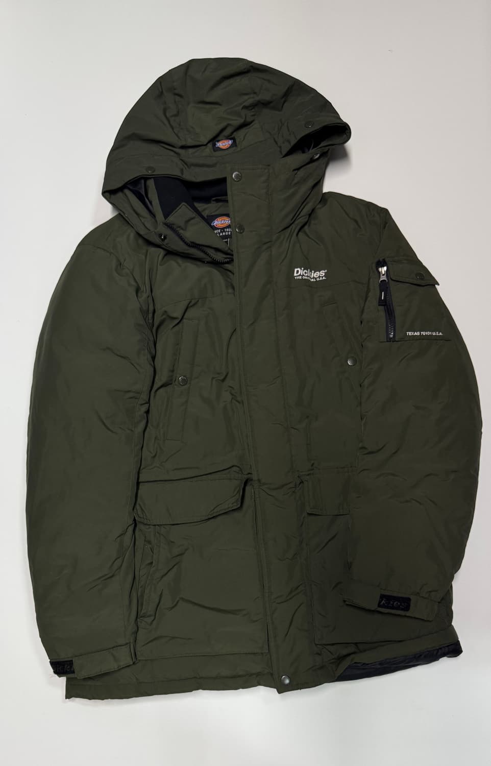디키즈 Dickies 투 포켓 카키 후드 패딩 점퍼 XL 상품이미지1