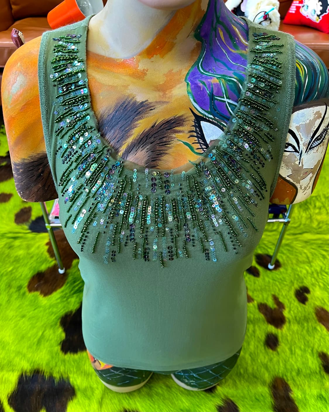1990s Old C.K Spangle Trim Sleeveless 상품이미지2