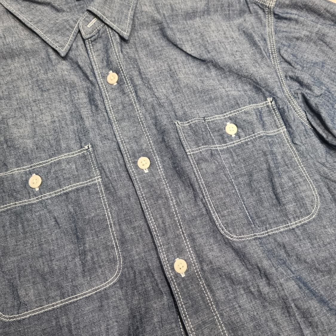 유니클로 샴브레이 오버셔츠 L 67블루 상품이미지2