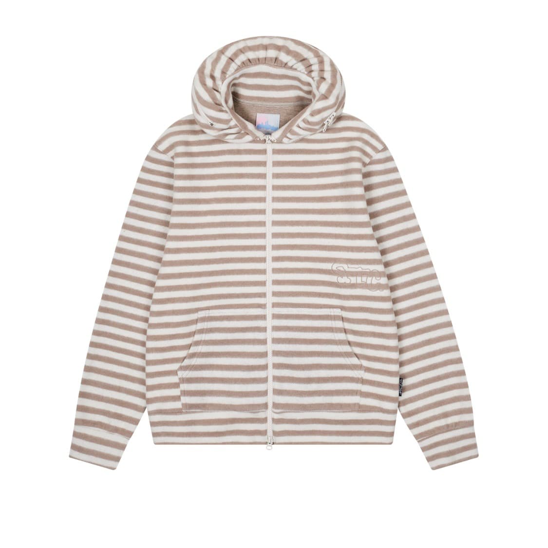 사파리스팟 S.T.C 스트라이프 플리스 머플러 집업 베이지 상품이미지1