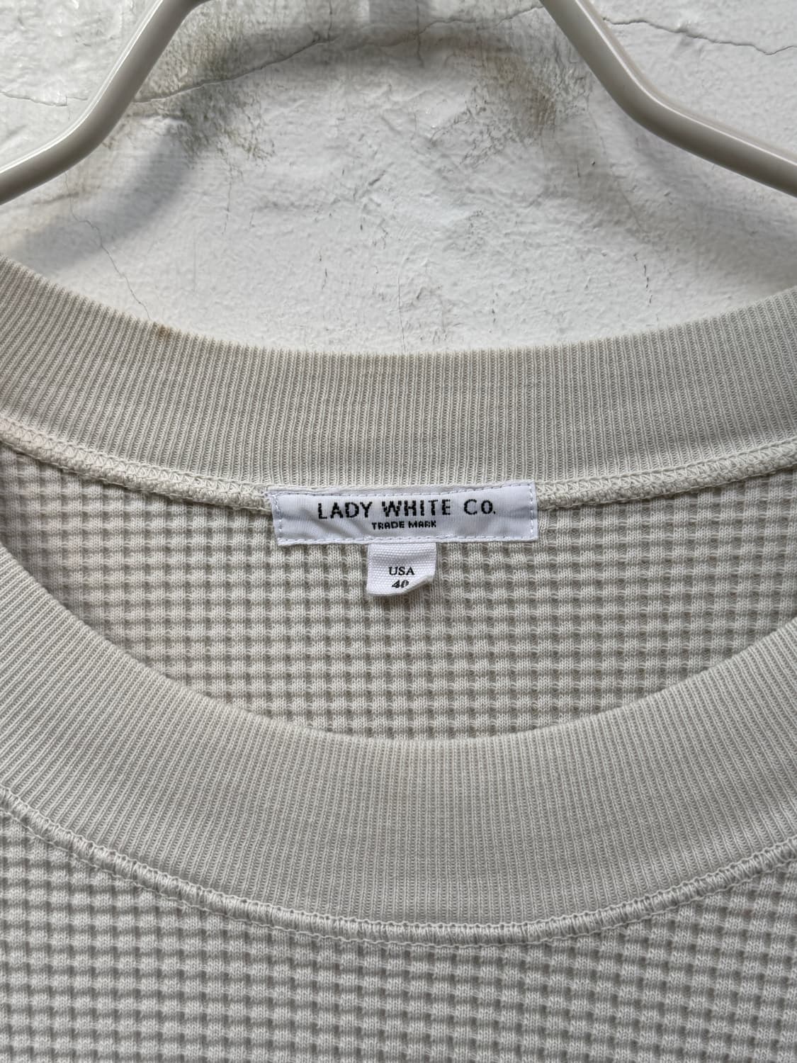 Lady White USA 코튼 와플 롱 슬리브 티셔츠 L 상품이미지2