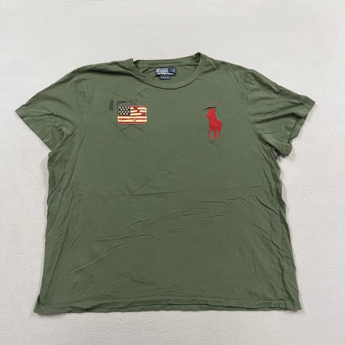폴로 랄프로렌 USA 성조기 그래픽 빅포니 반팔 티셔츠 카키그린 상품이미지1