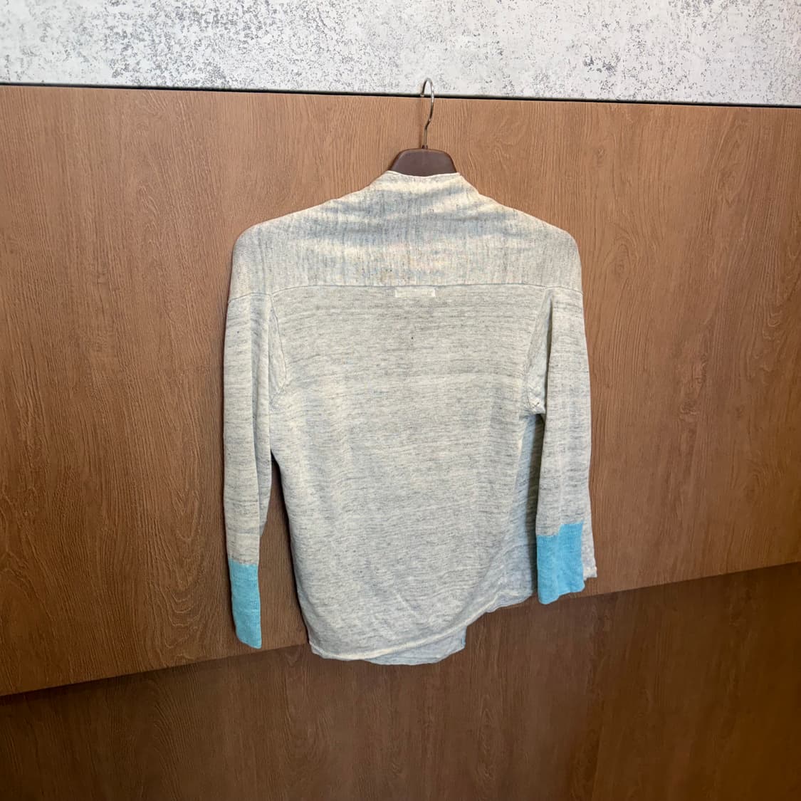 니코앤드 롱슬리브 랩 가디건 블루 배색 타이 스트랩 디테일 아이보리 상품이미지6