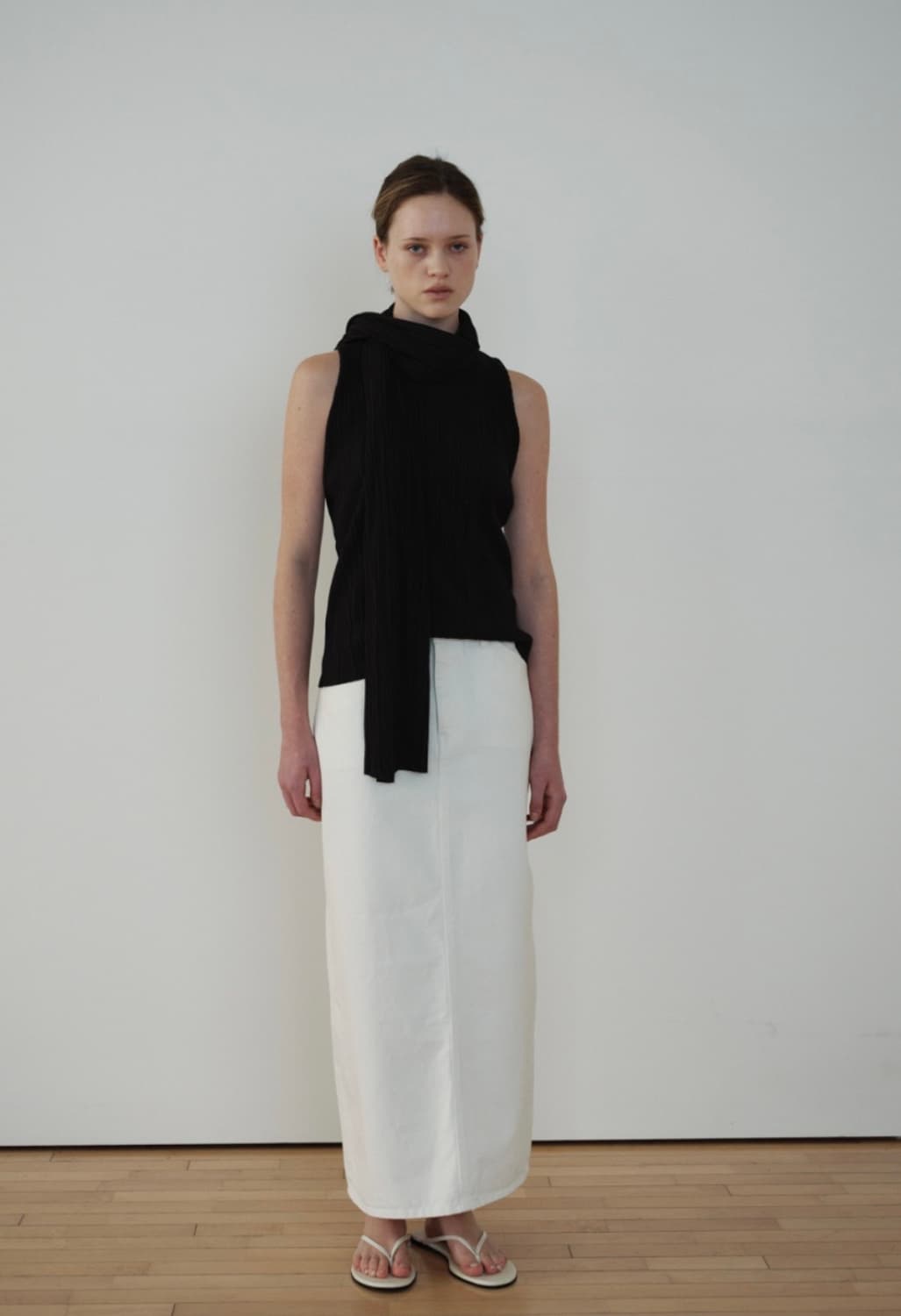 아르토 Pleats Top & Scarf Set_Black 상품이미지4