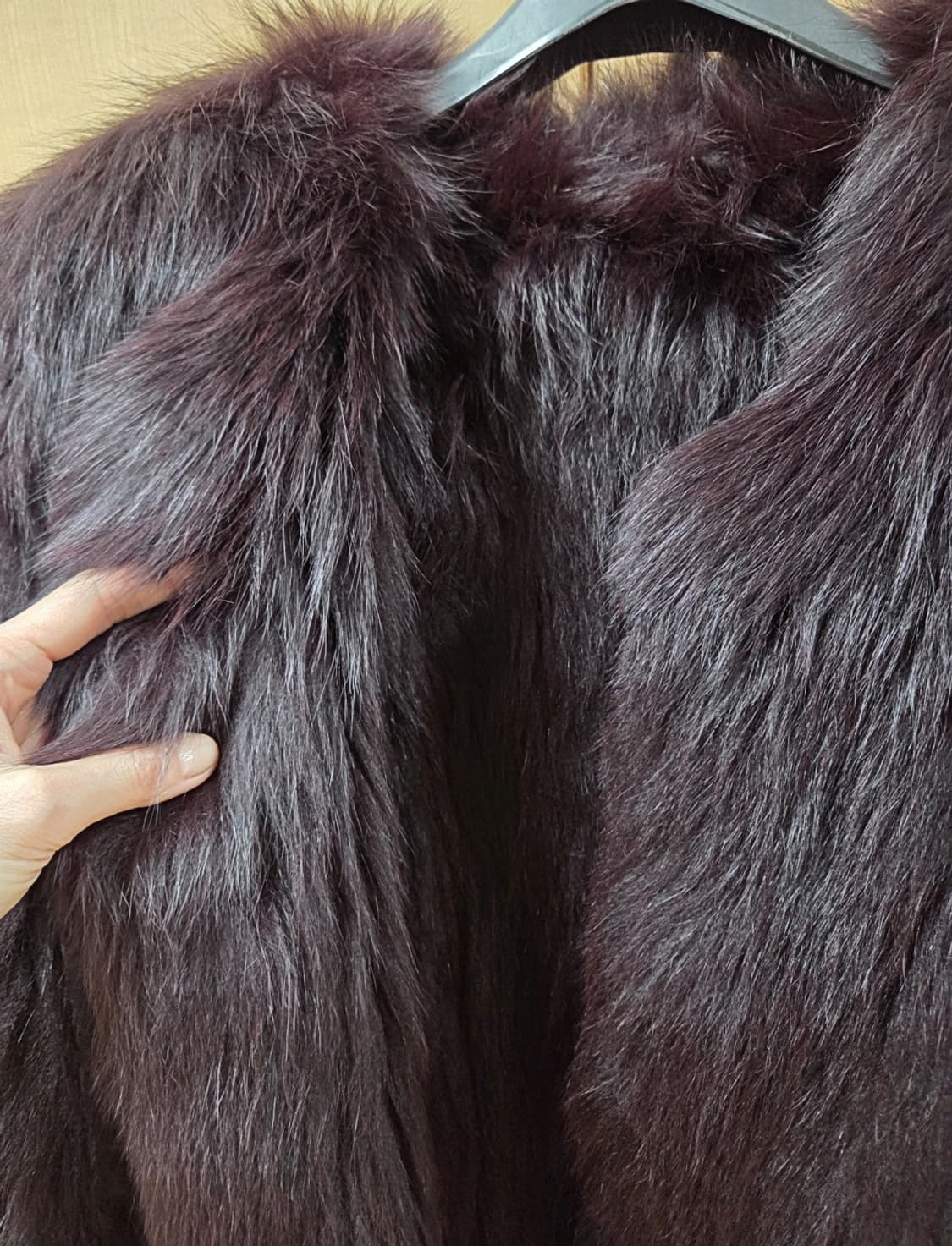 딥버건디 칼라 리얼 폭스퍼 니팅자켓/free사이즈 상품이미지5