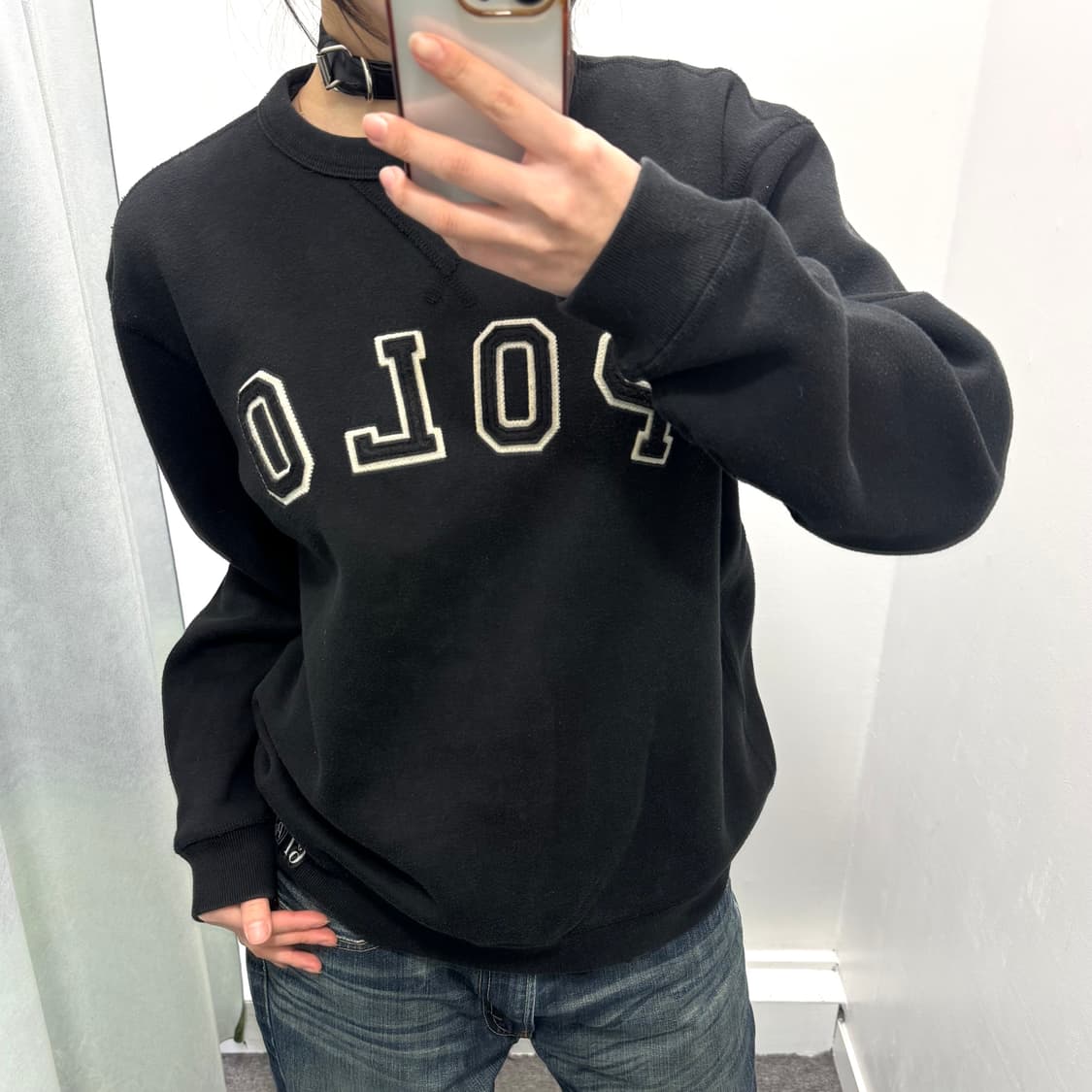 폴로 블랙 기모 스웻셔츠 상품이미지2