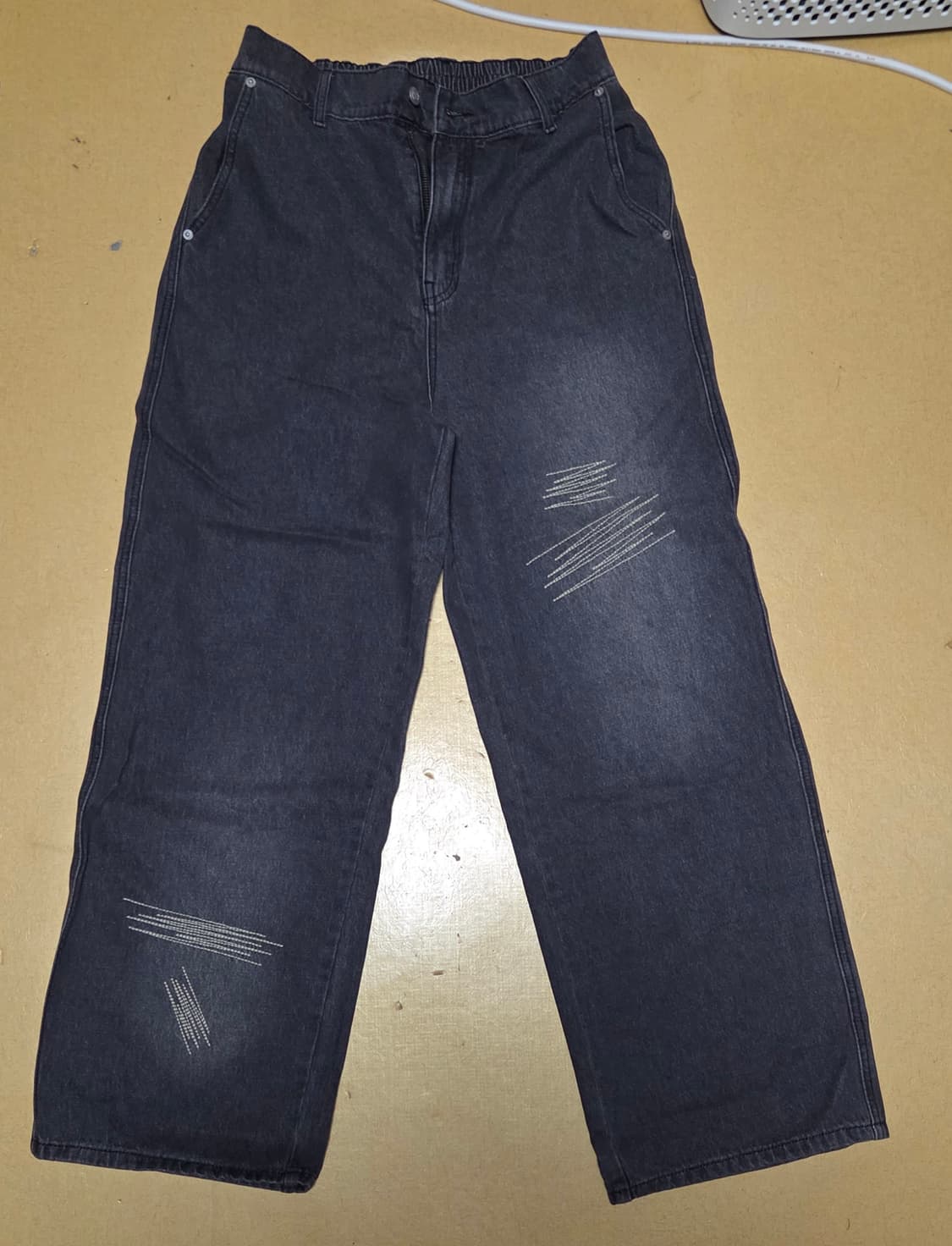 엑스톤즈 블랙 와이드 데님 팬츠 L 상품이미지1