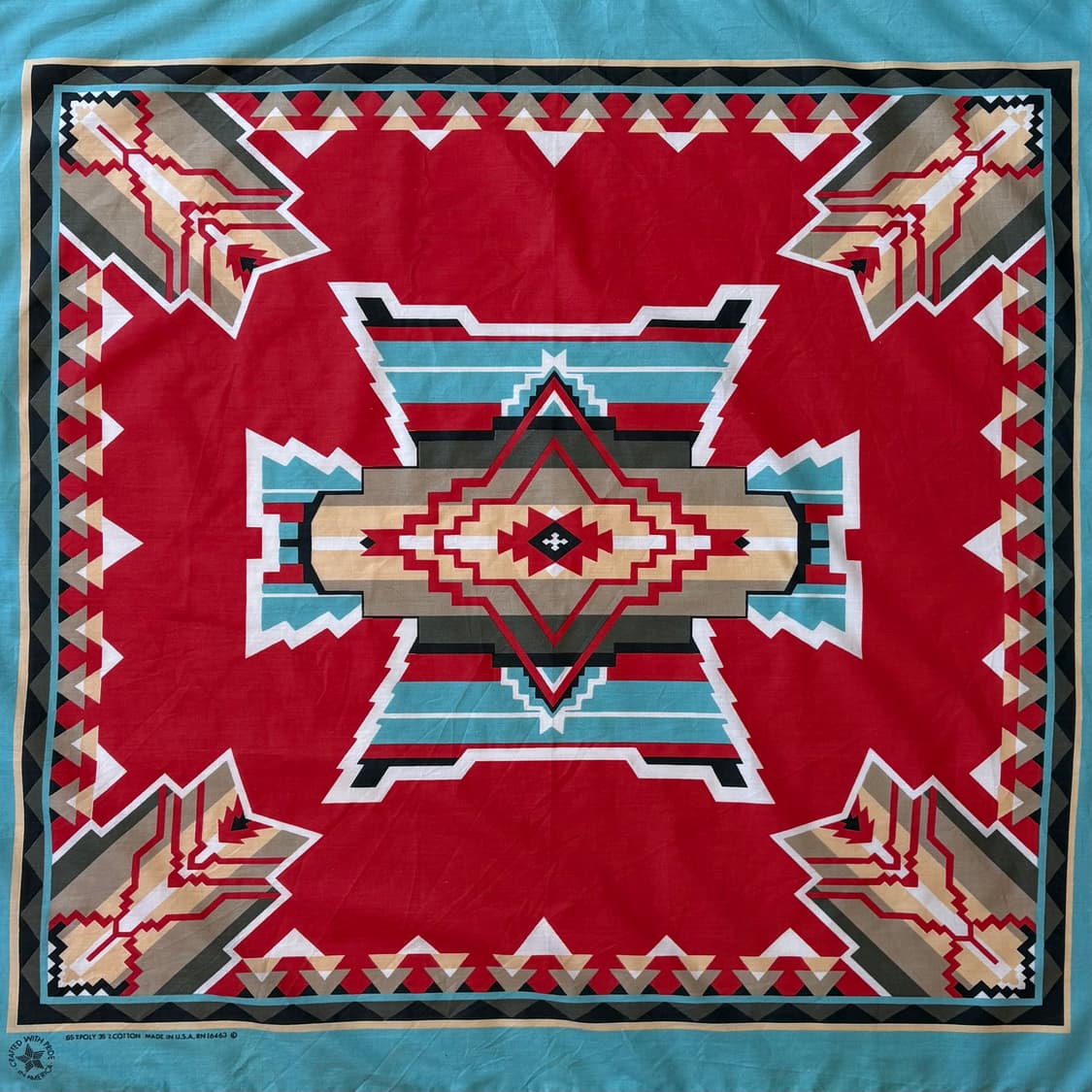 80s USA WAMCRAFT 아메리칸 네이티브 나바호 반다나 상품이미지4