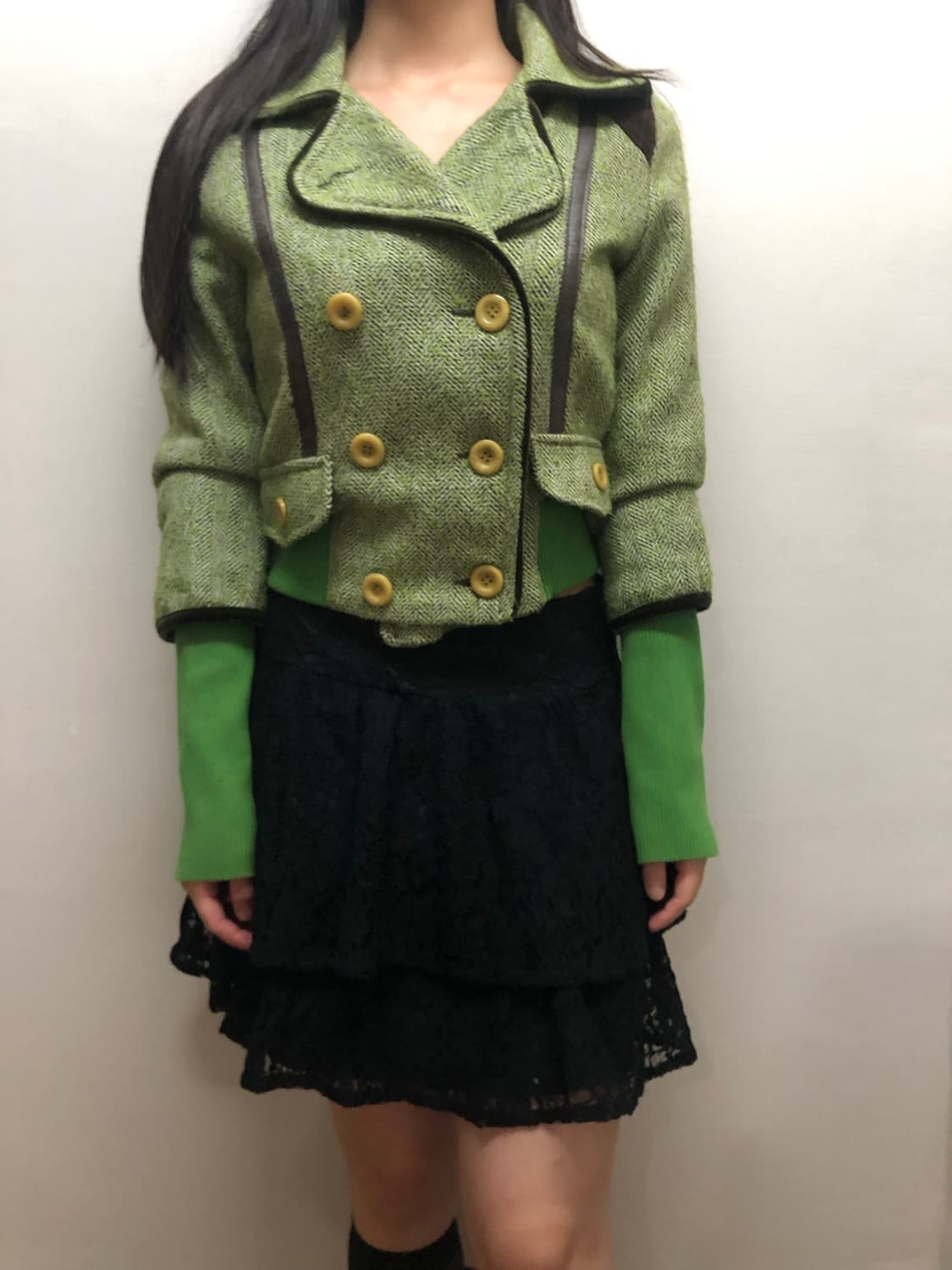 빈티지 그린 울 버튼 자켓 상품이미지3