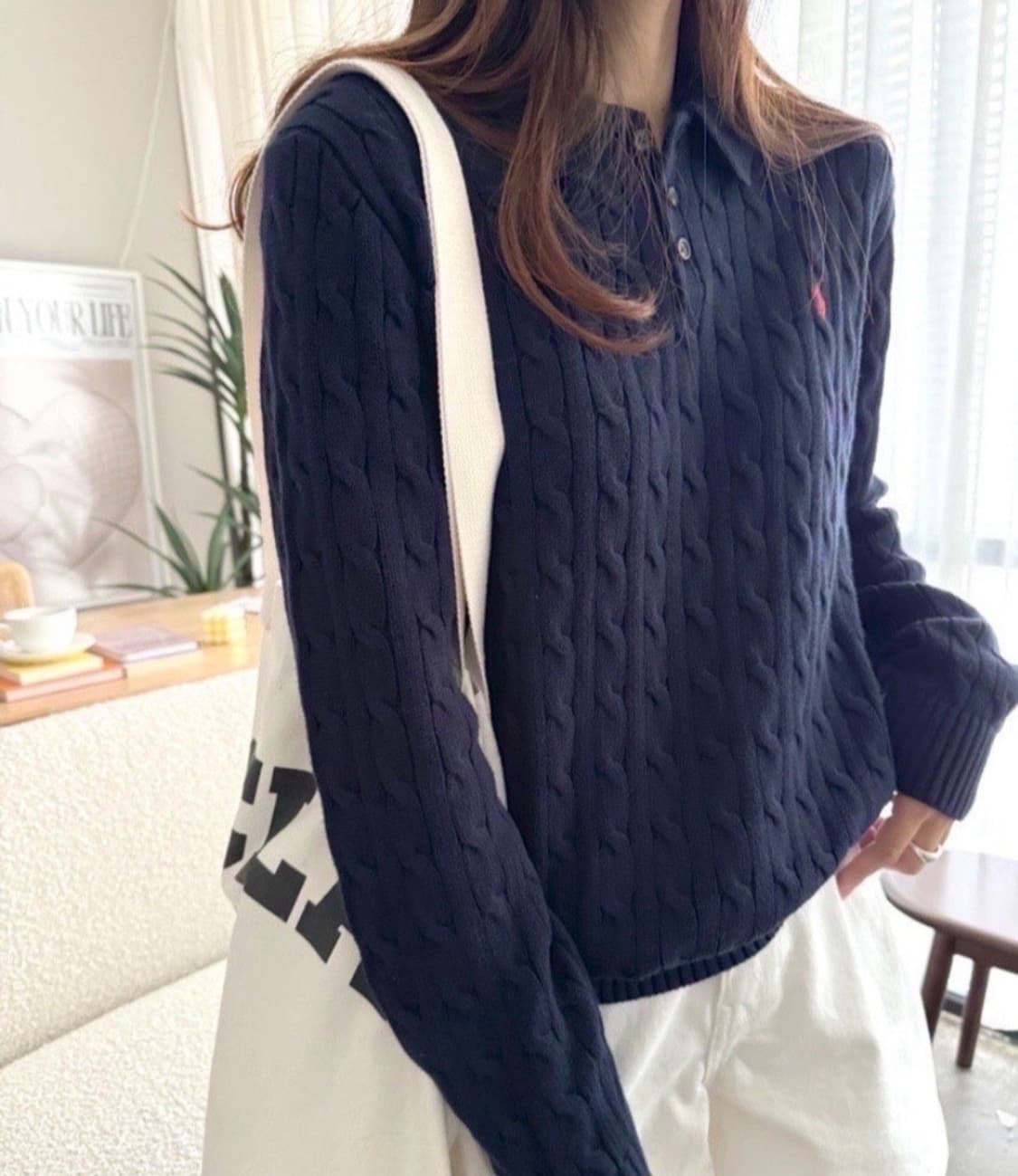 폴로 보이즈 카라 니트 xl 네이비 상품이미지1