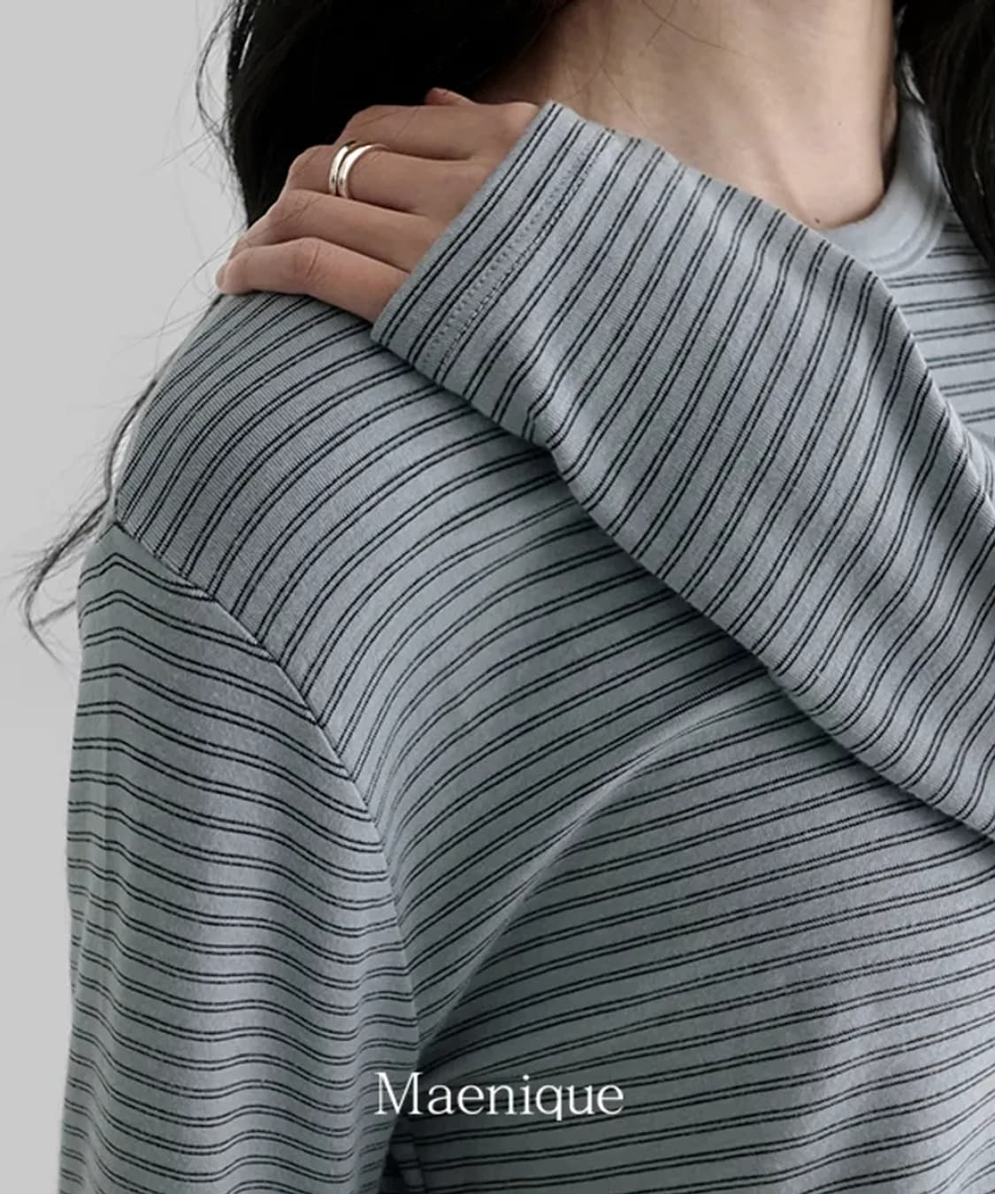 매니크 네브이 스트라이프 긴소매 티셔츠 상품이미지2
