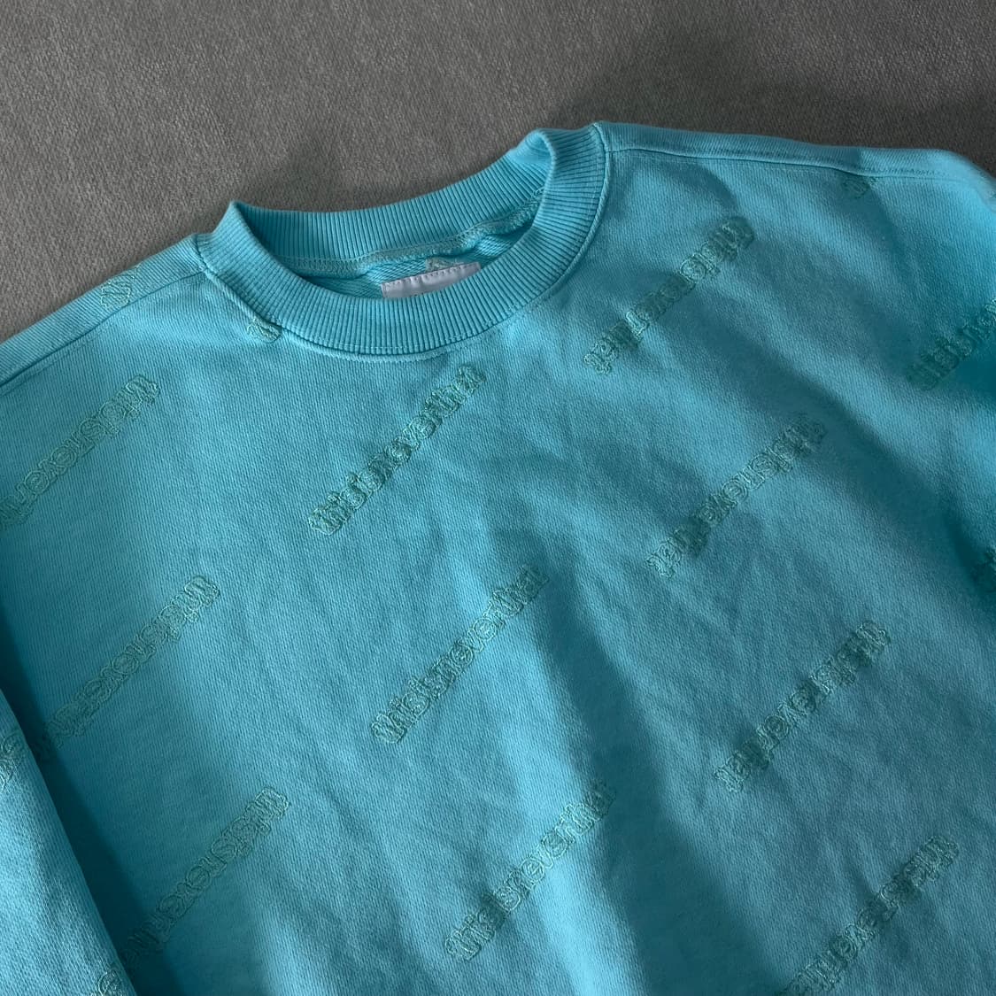 100 디스이즈네버뎃 자수로고 화이트 스카이 맨투맨 상품이미지2