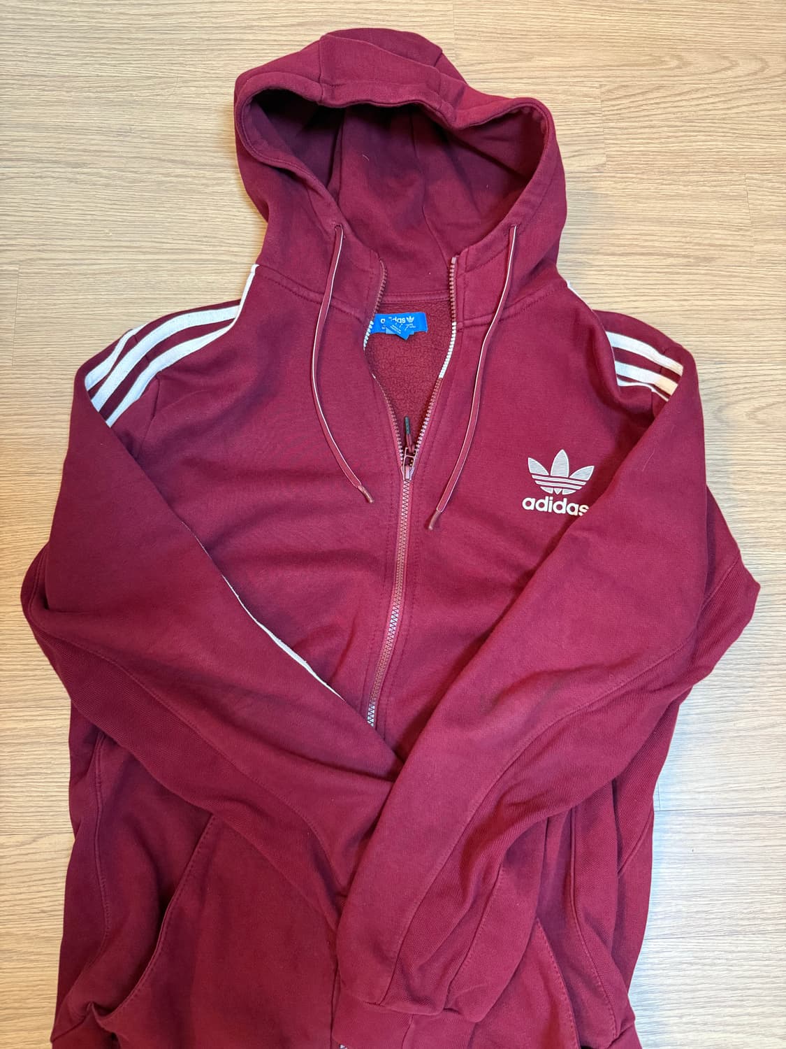 아디다스 버건디 기모 후드집업 상품이미지1