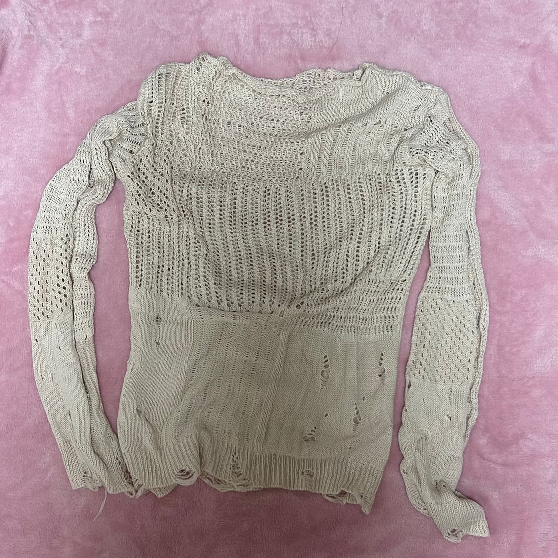 빈티지 루즈핏 그물 니트 시스루니트 여름 상품이미지1