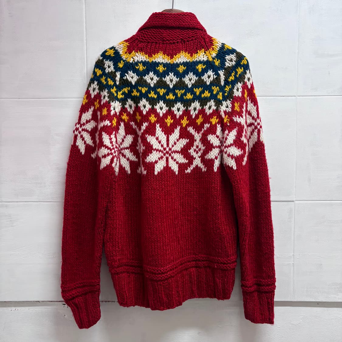 빈티지 레드 노르딕 눈꽃 니트 집업 (JPN) 상품이미지5